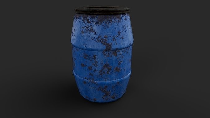 Blue drum  Low-poly 3D model