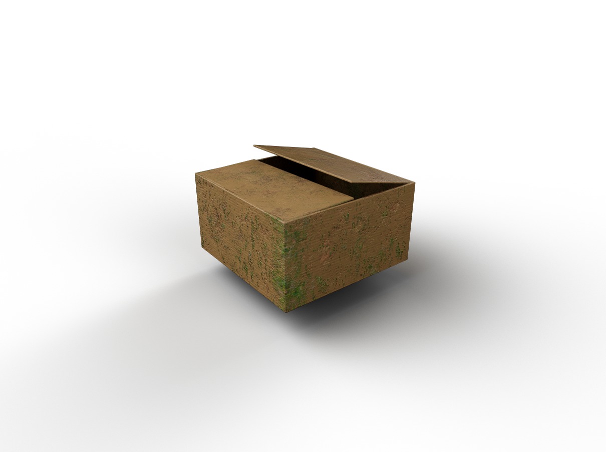 Cardboard Box Half open Low-poly 3D model_1