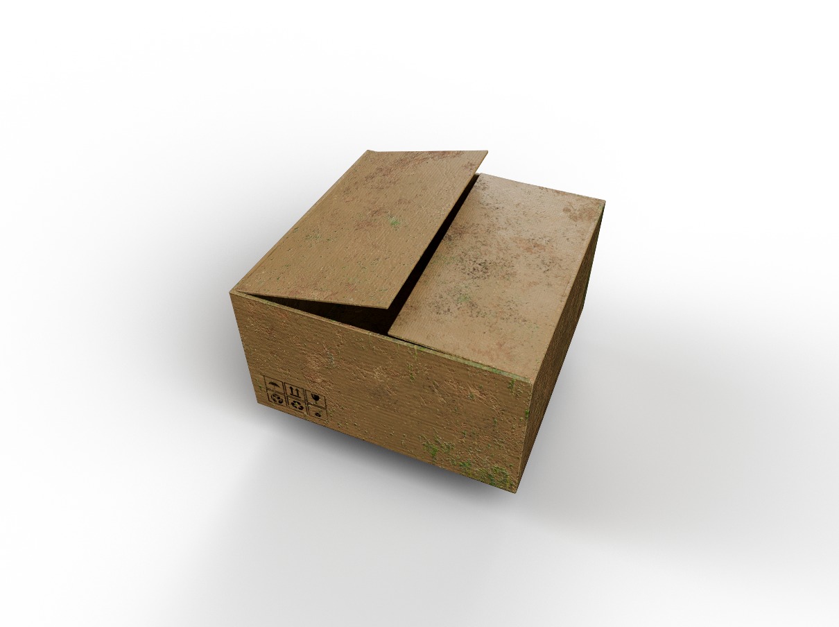 Cardboard Box Half open Low-poly 3D model_2