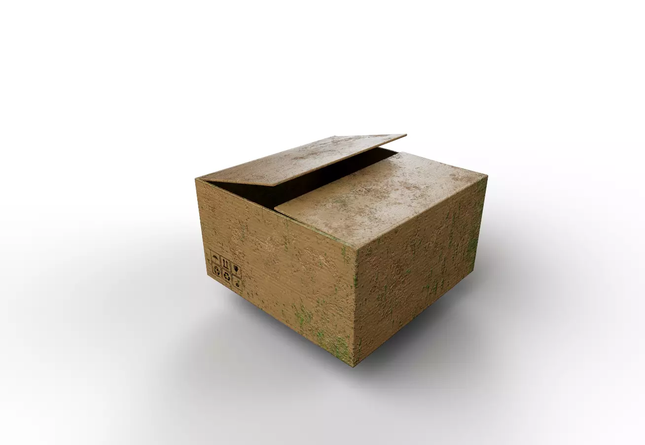 Cardboard Box Half open Low-poly 3D model_0