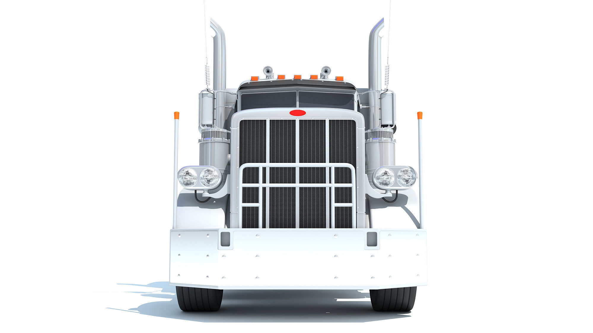 Semi Truck with Lowboy Trailer 3D model_9