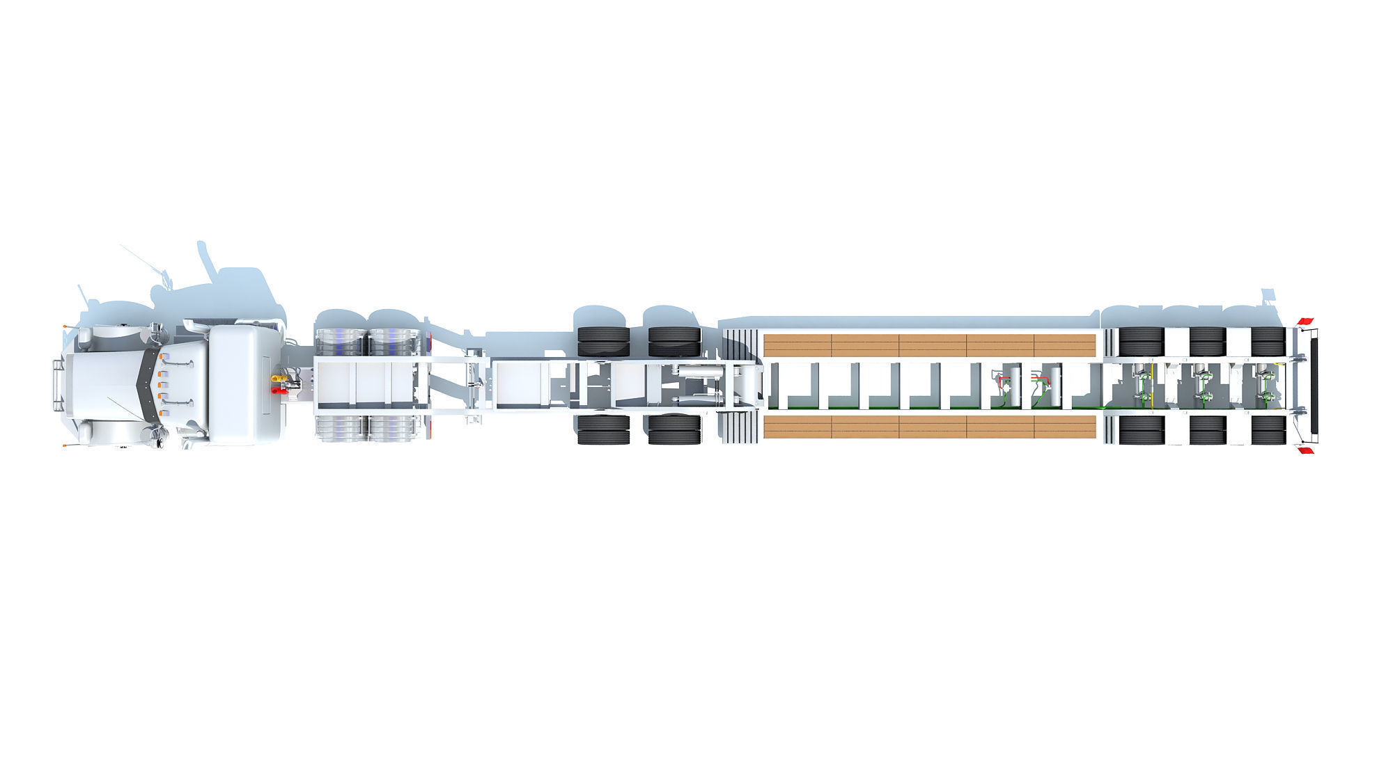 Semi Truck with Lowboy Trailer 3D model_11