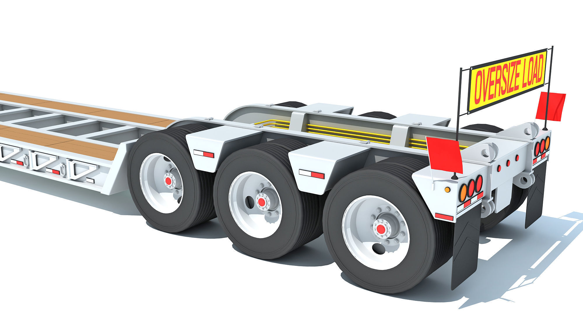 Semi Truck with Lowboy Trailer 3D model_15