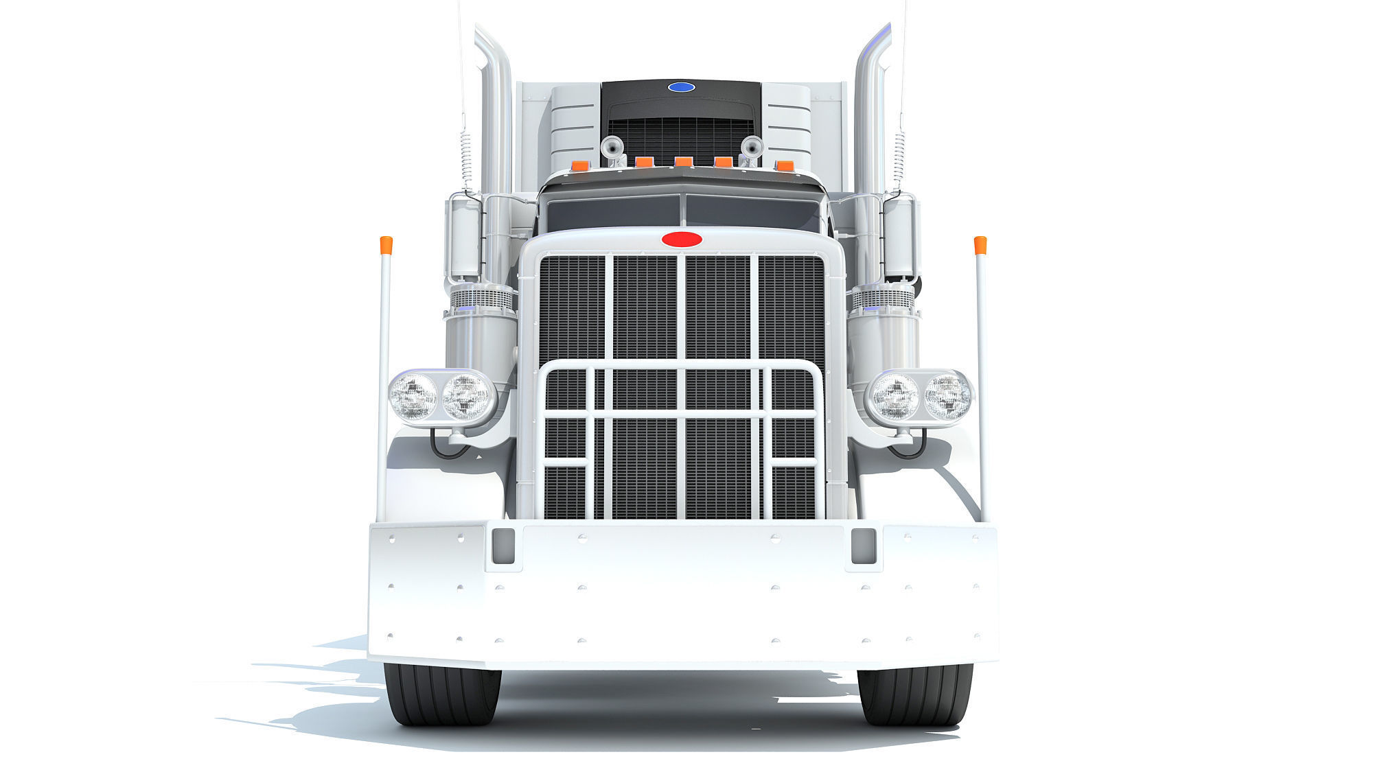 Semi Truck with Refrigerator Trailer 3D model_9
