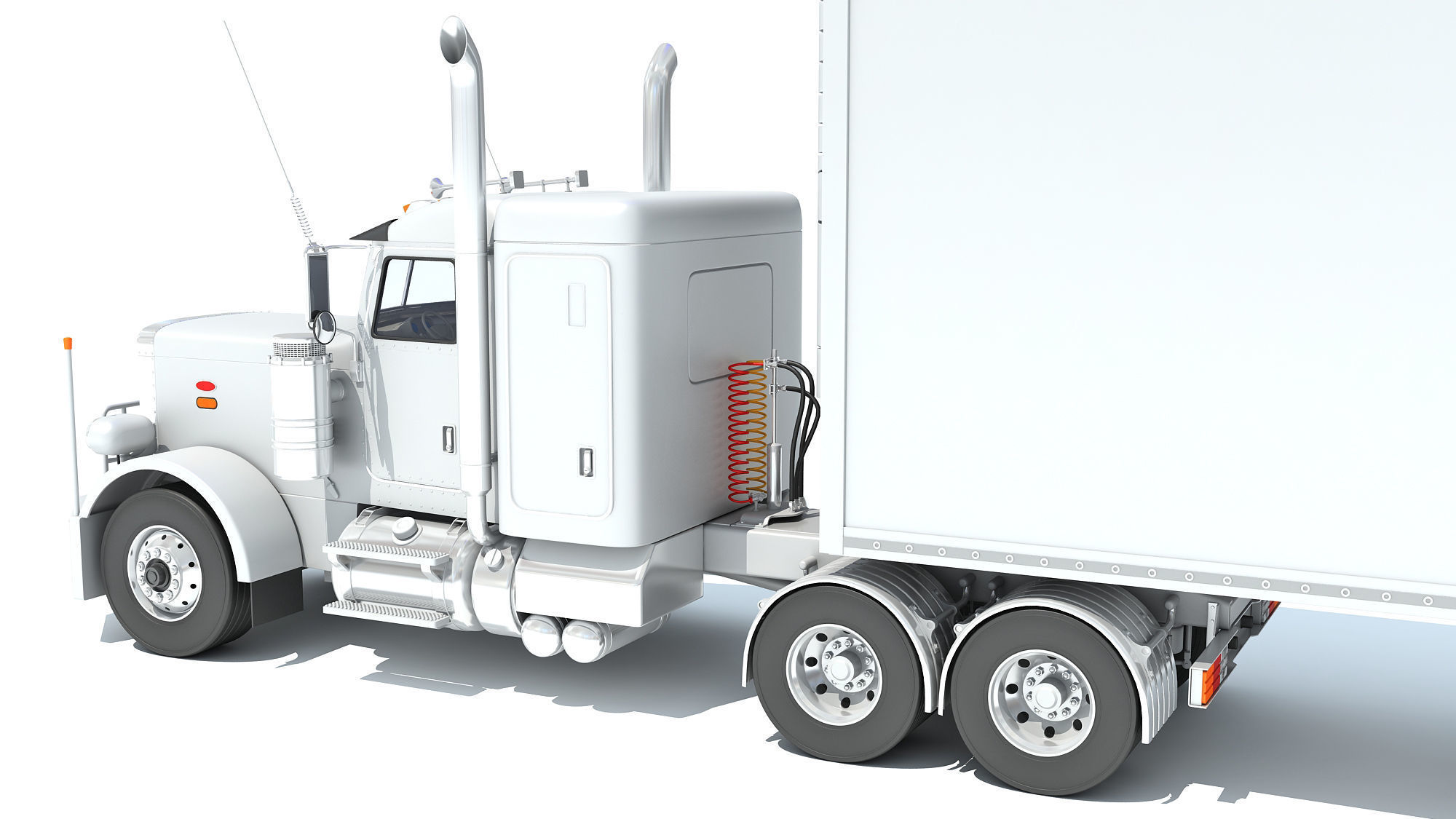 Semi Truck with Refrigerator Trailer 3D model_13