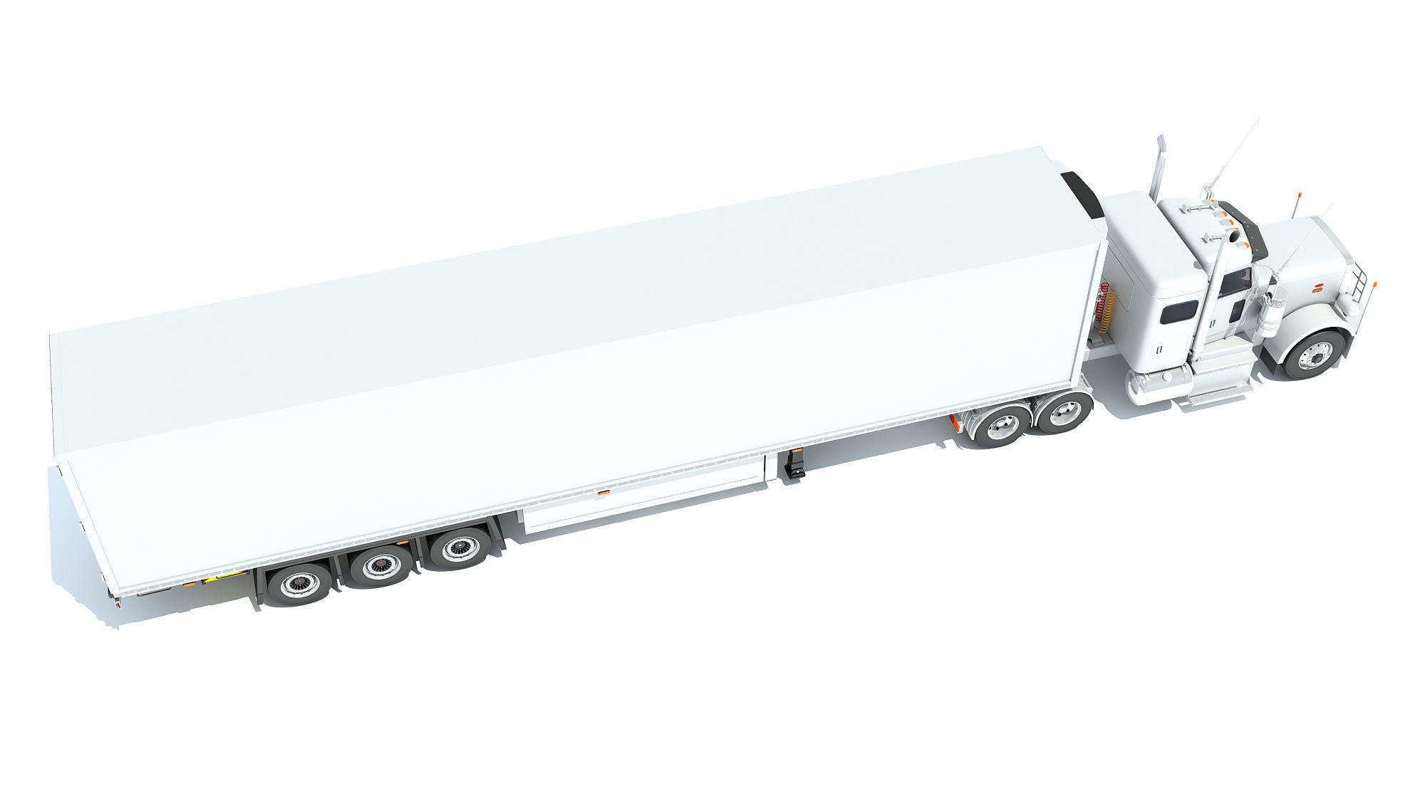 Semi Truck with Refrigerator Trailer 3D model_6