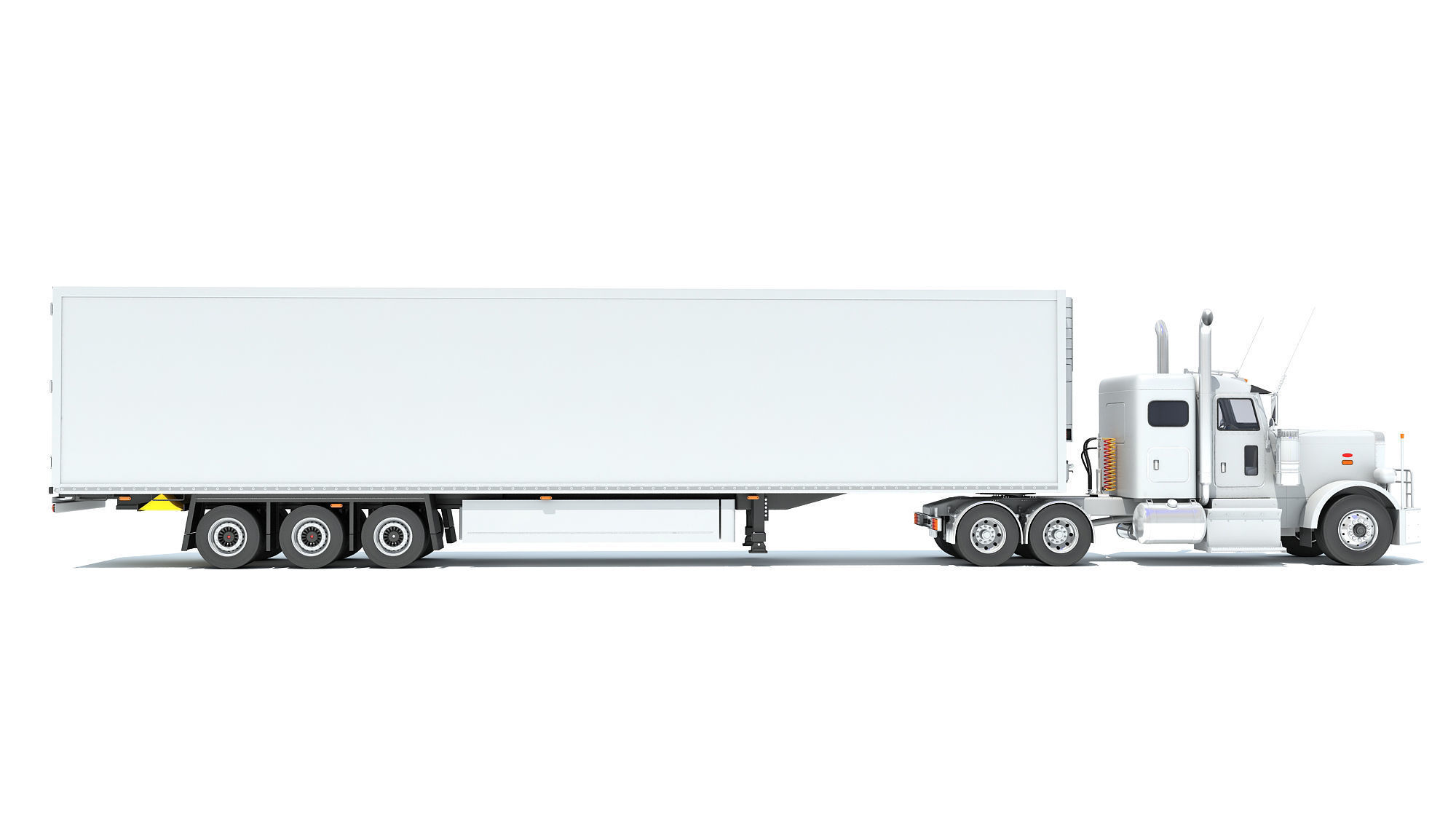 Semi Truck with Refrigerator Trailer 3D model_5