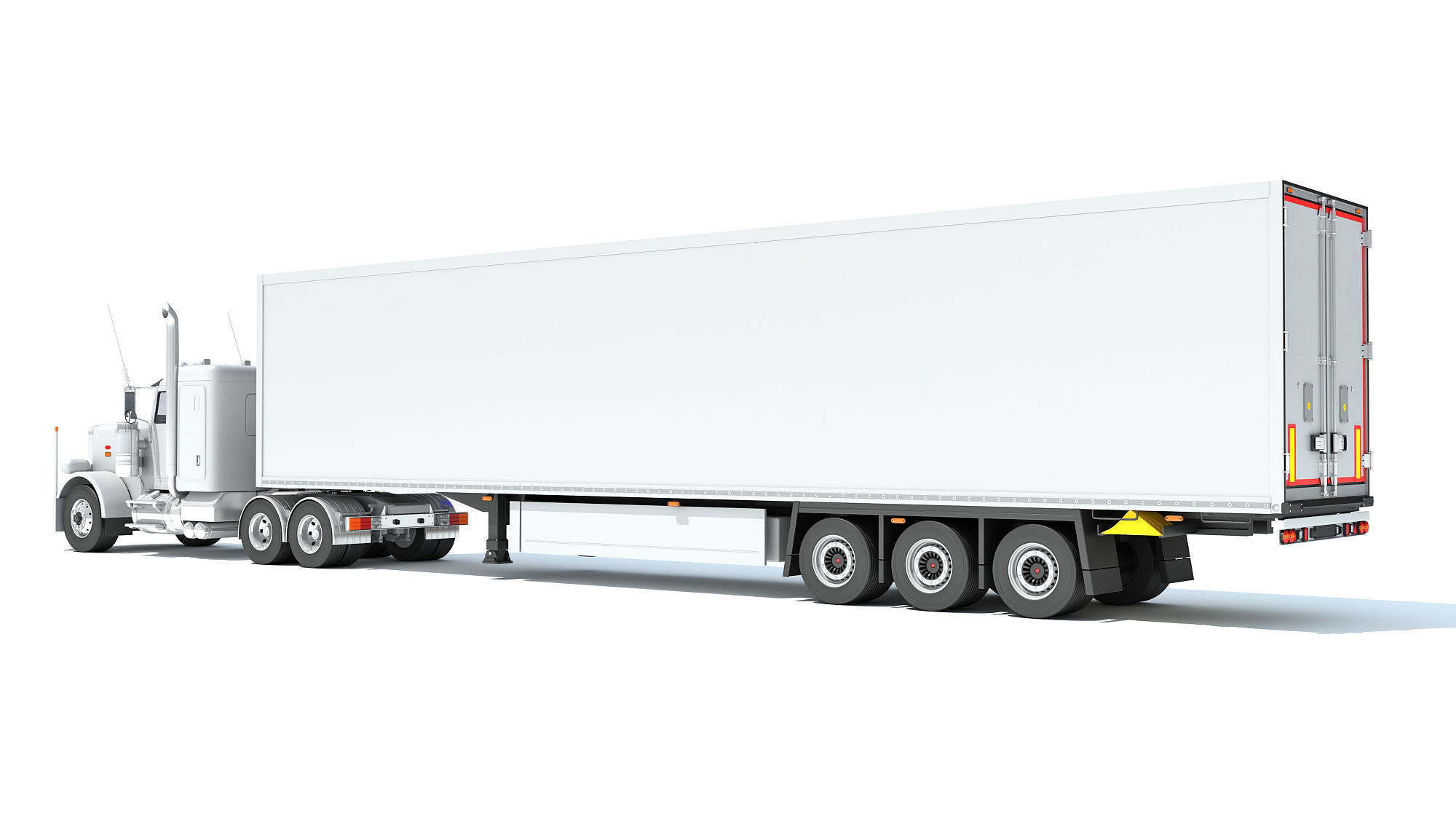 Semi Truck with Refrigerator Trailer 3D model_2