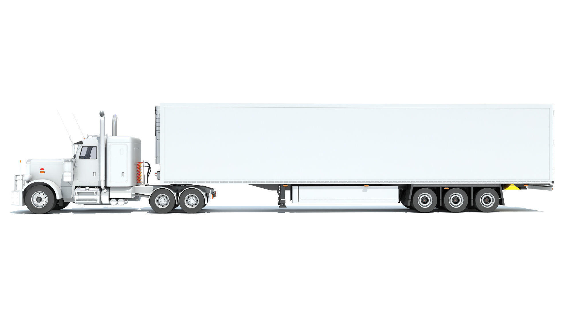 Semi Truck with Refrigerator Trailer 3D model_1
