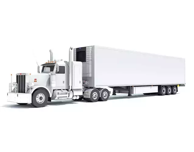 Semi Truck with Refrigerator Trailer 3D model