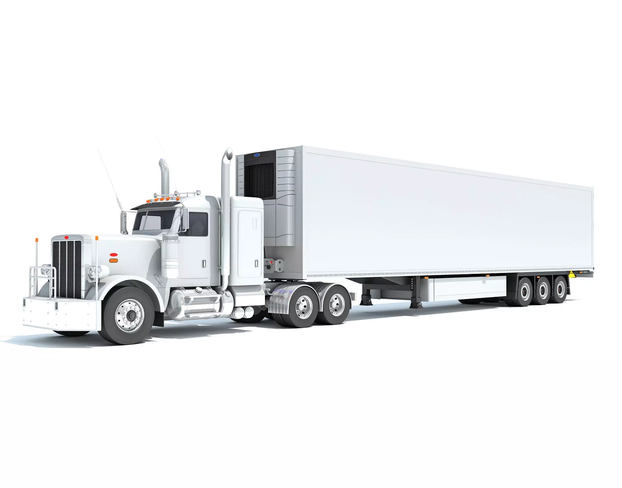 Semi Truck with Refrigerator Trailer 3D model_0