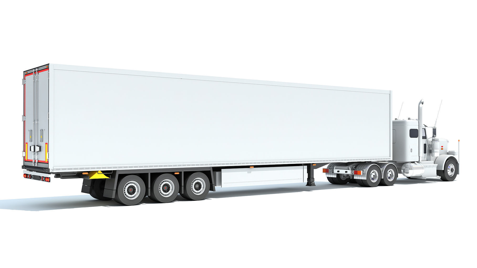Semi Truck with Refrigerator Trailer 3D model_4