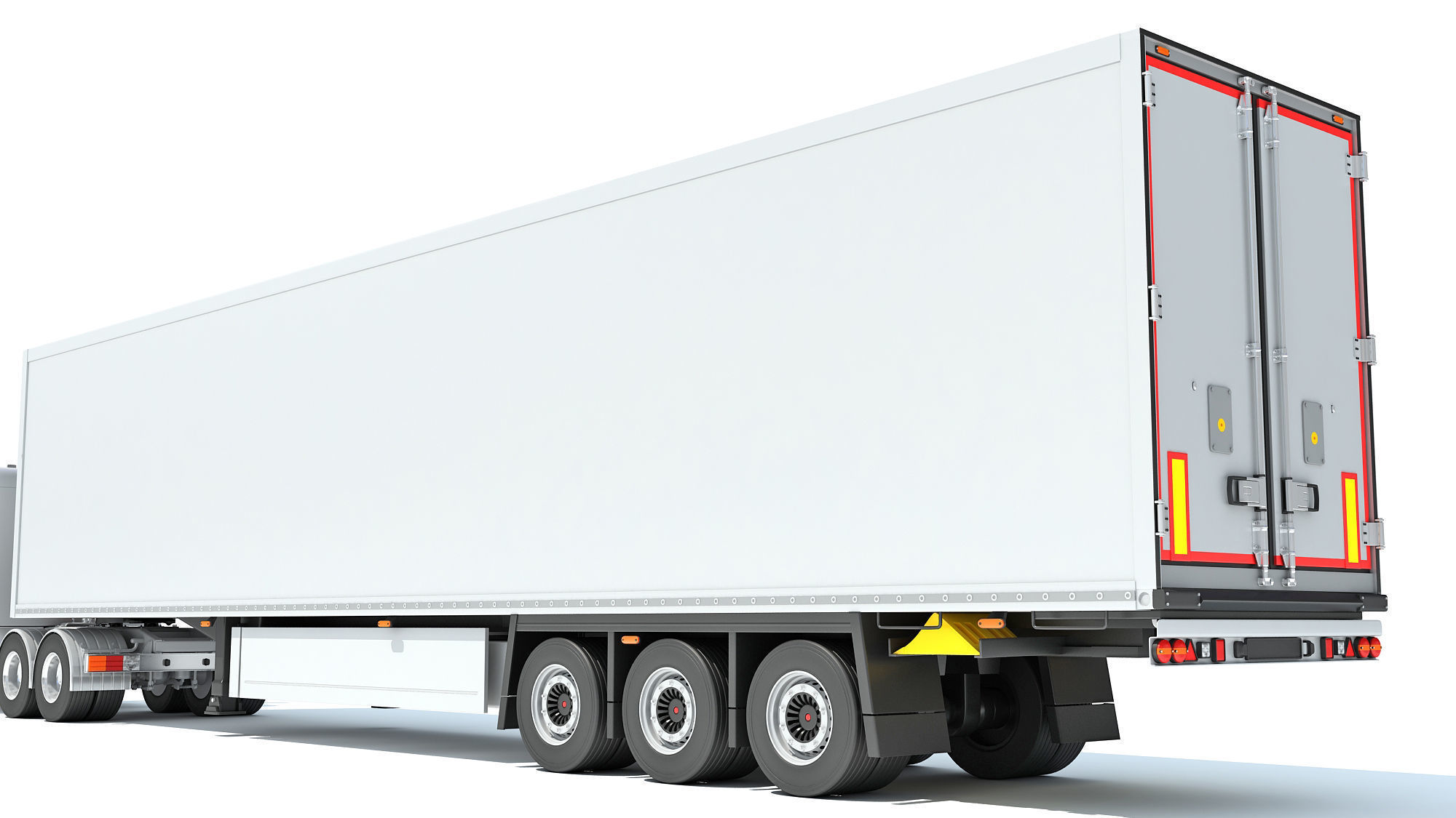 Semi Truck with Refrigerator Trailer 3D model_15