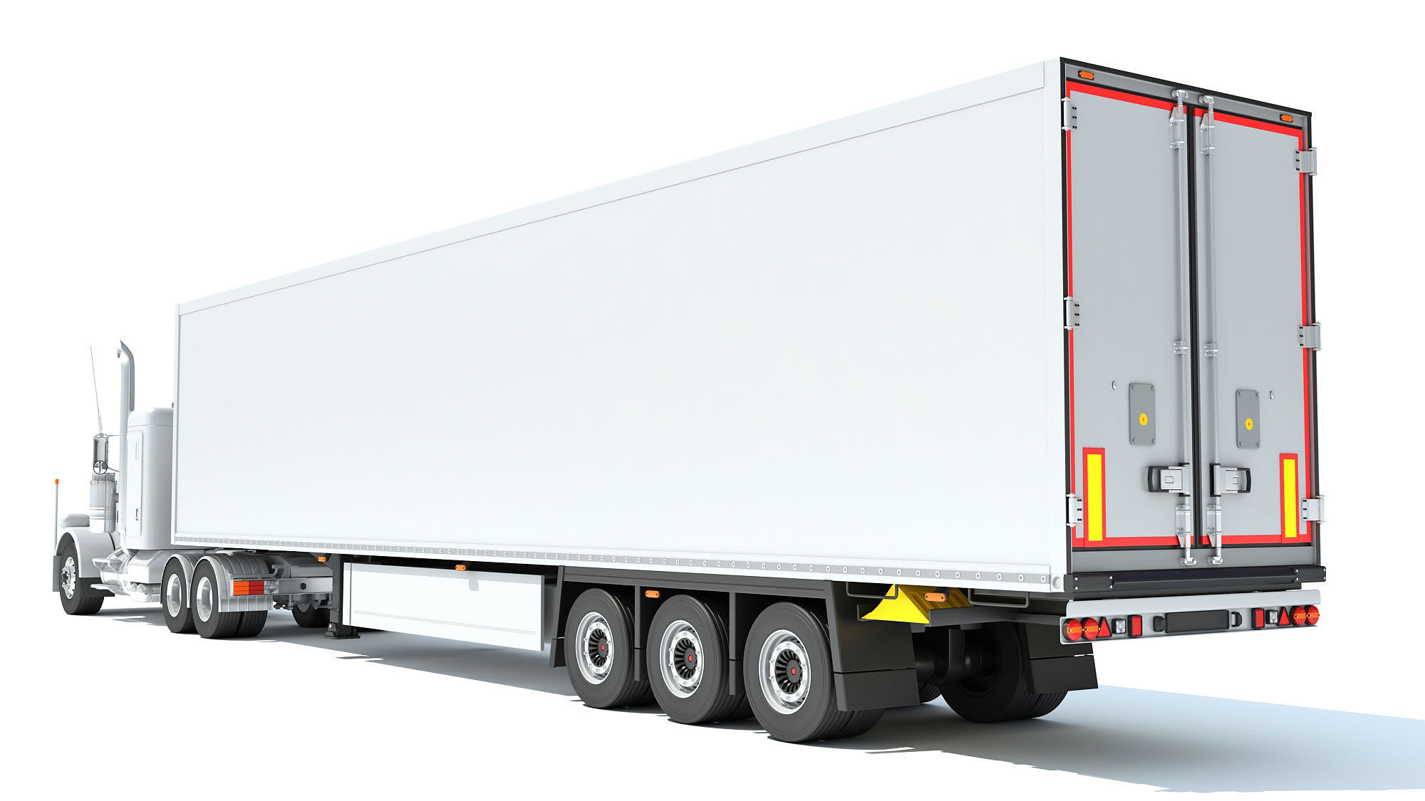 Semi Truck with Refrigerator Trailer 3D model_3