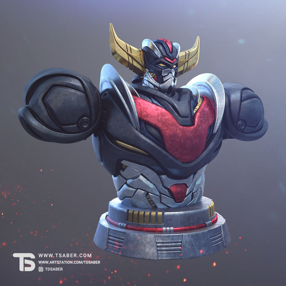 Anime Mech Bust 3D print model_3