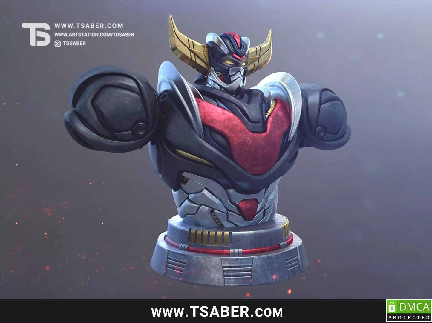 Anime Mech Bust 3D print model_0