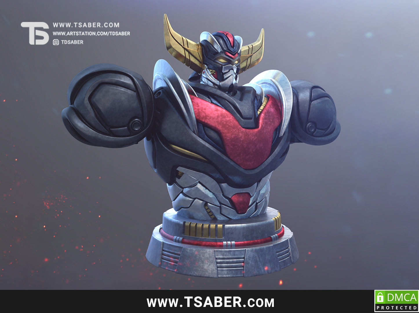 Anime Mech Bust 3D print model_1