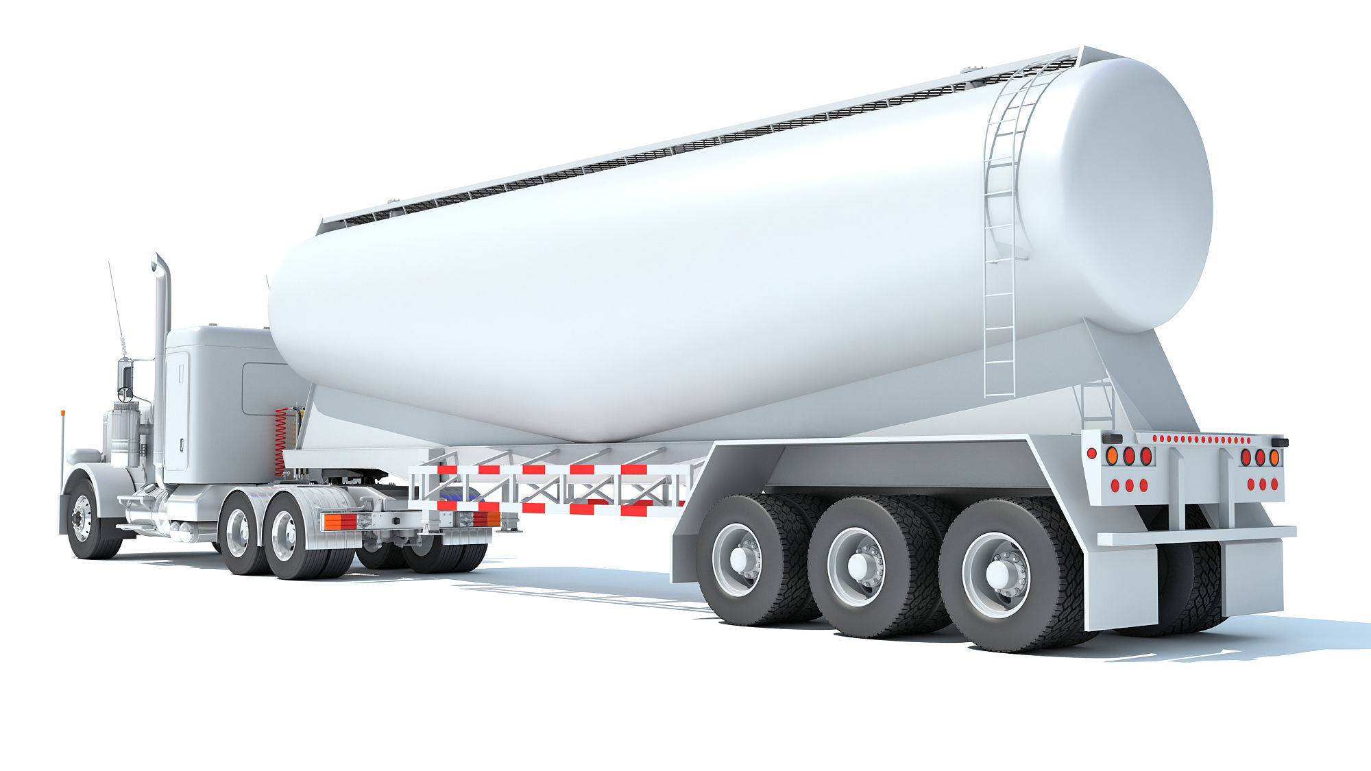 Semi Truck with Tank Trailer 3D model_3
