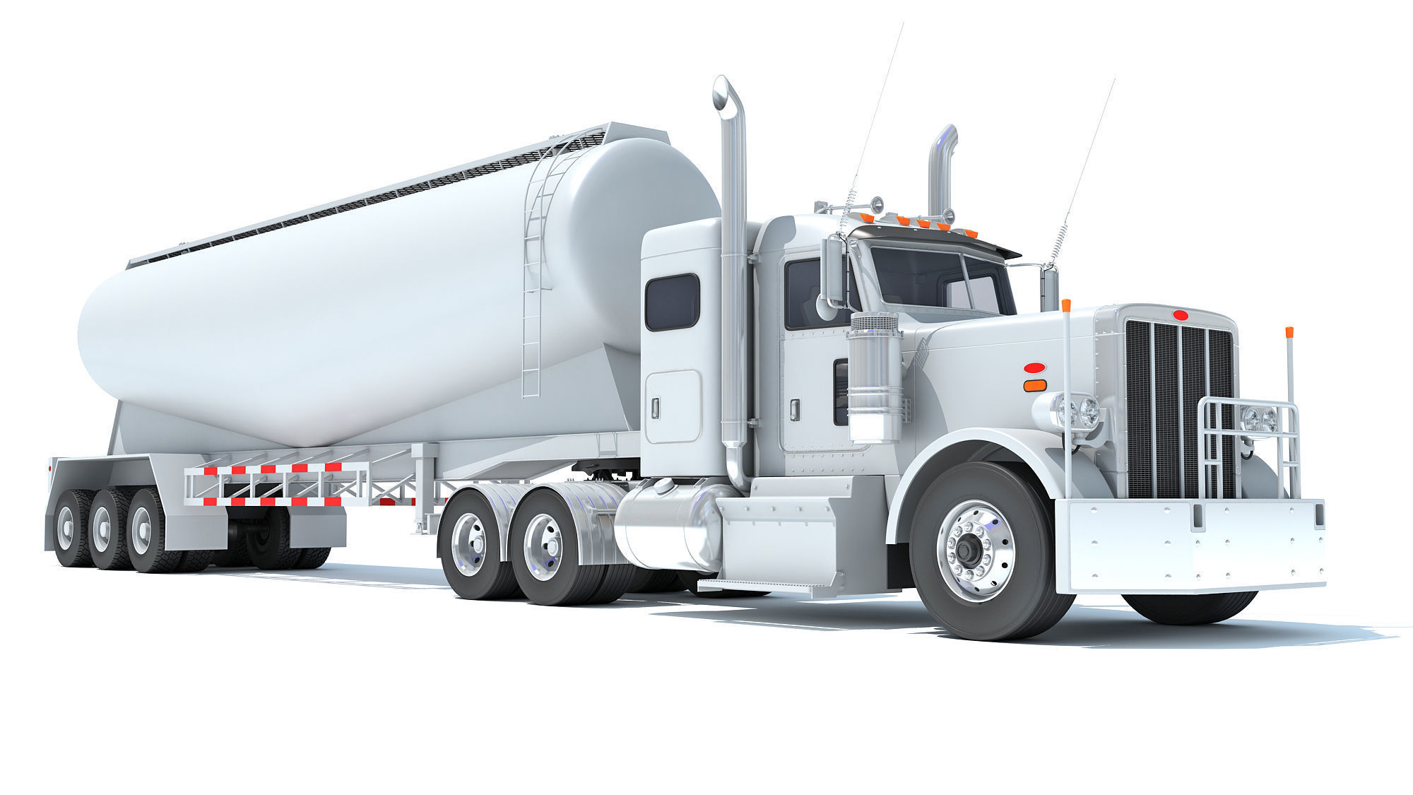 Semi Truck with Tank Trailer 3D model_8