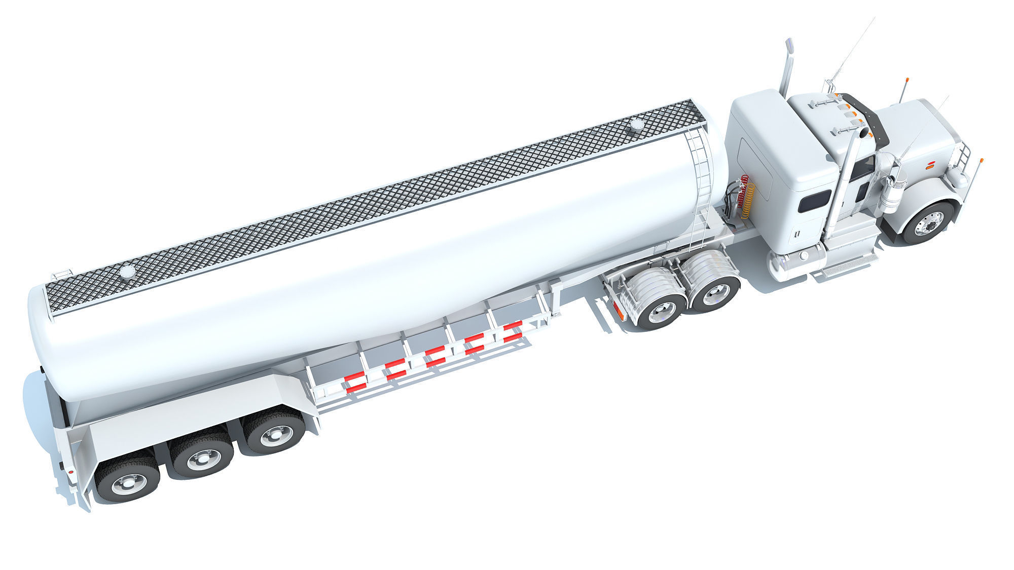 Semi Truck with Tank Trailer 3D model_6