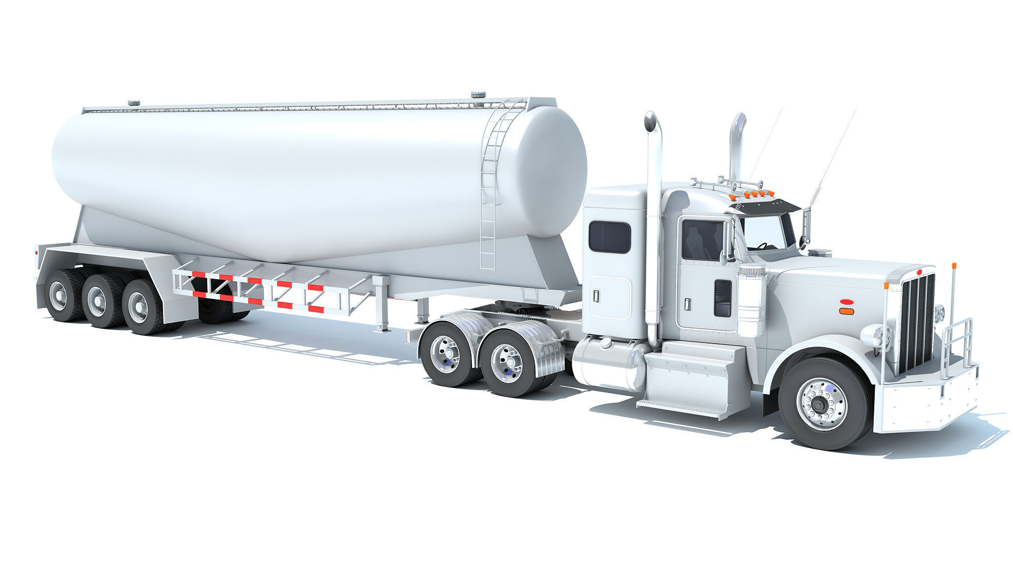 Semi Truck with Tank Trailer 3D model_7