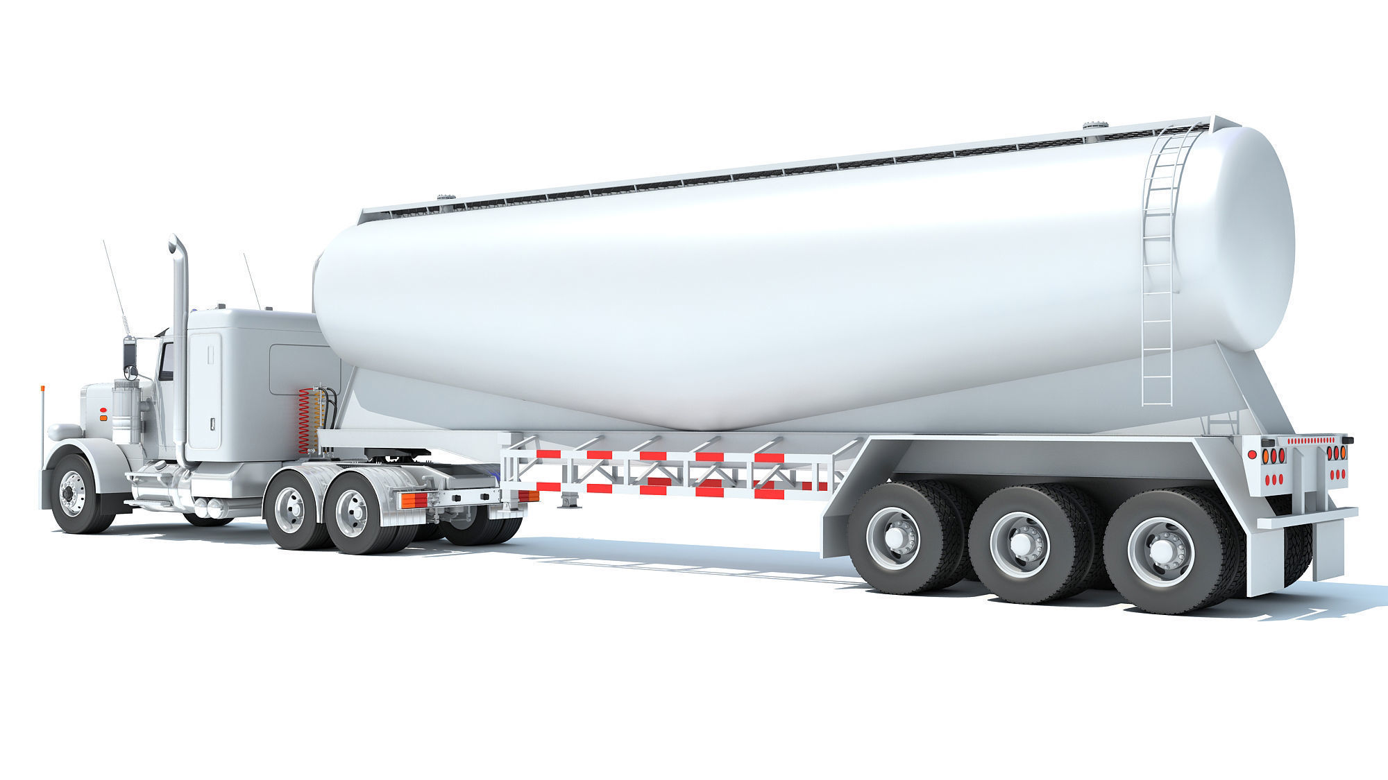 Semi Truck with Tank Trailer 3D model_2