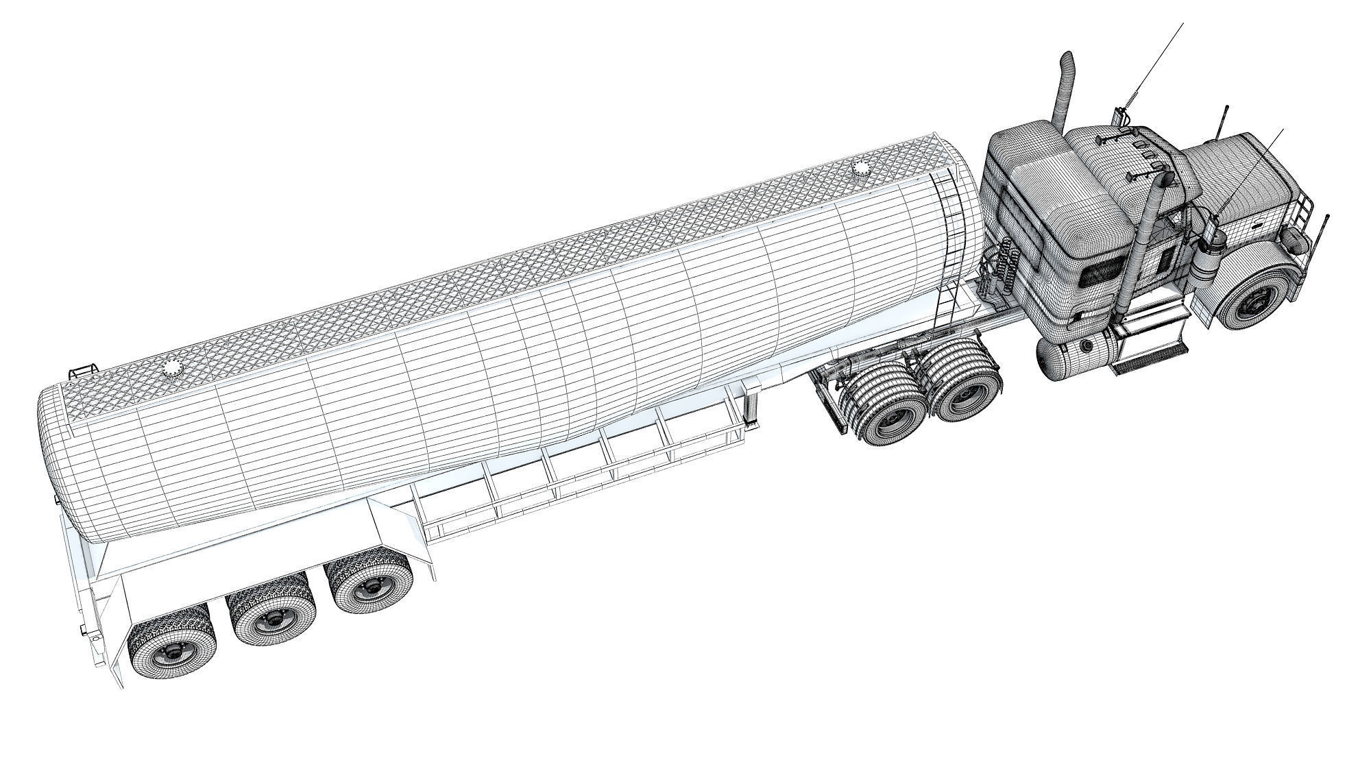 Semi Truck with Tank Trailer 3D model_18