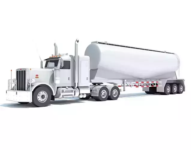 Semi Truck with Tank Trailer 3D model