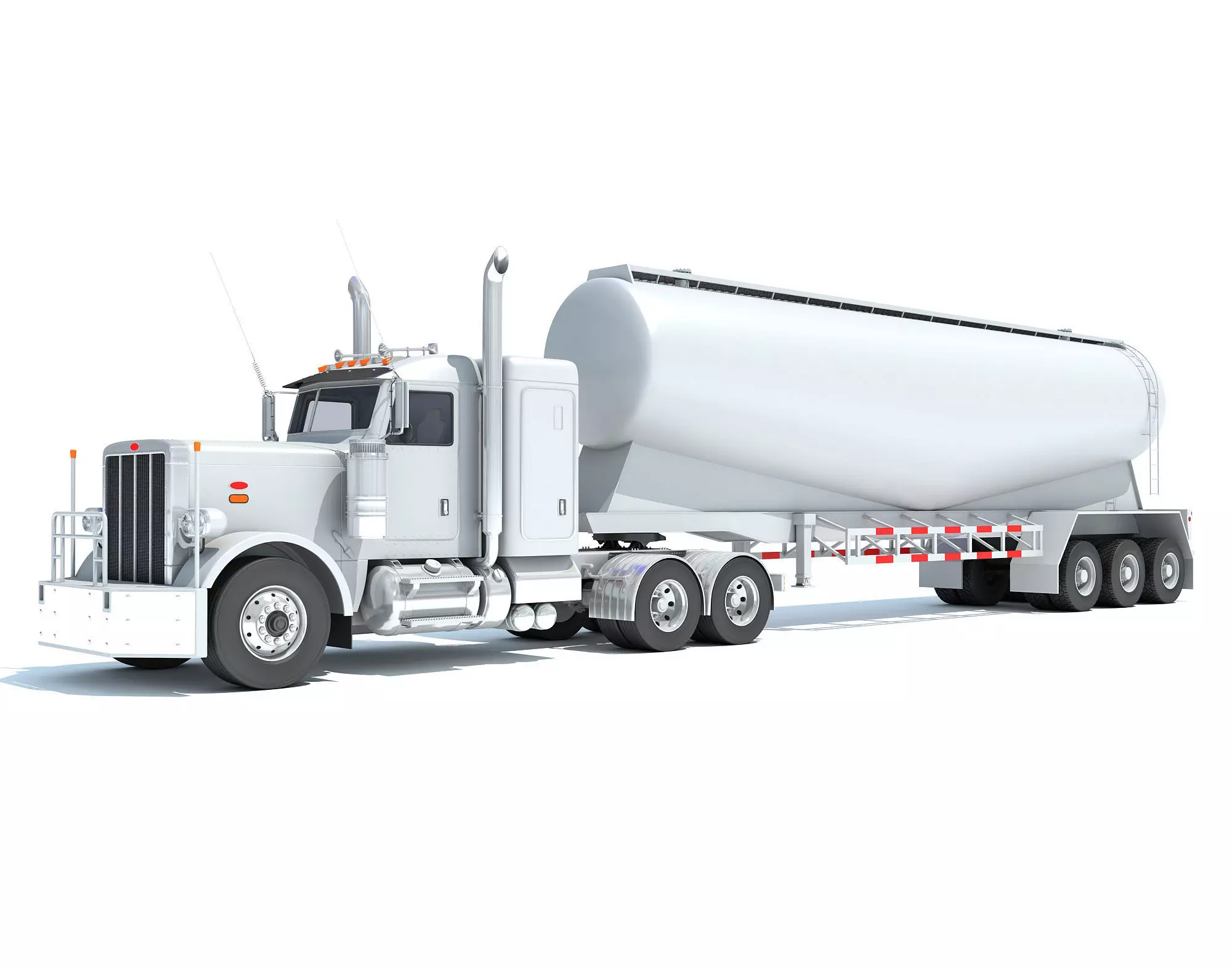 Semi Truck with Tank Trailer 3D model_0