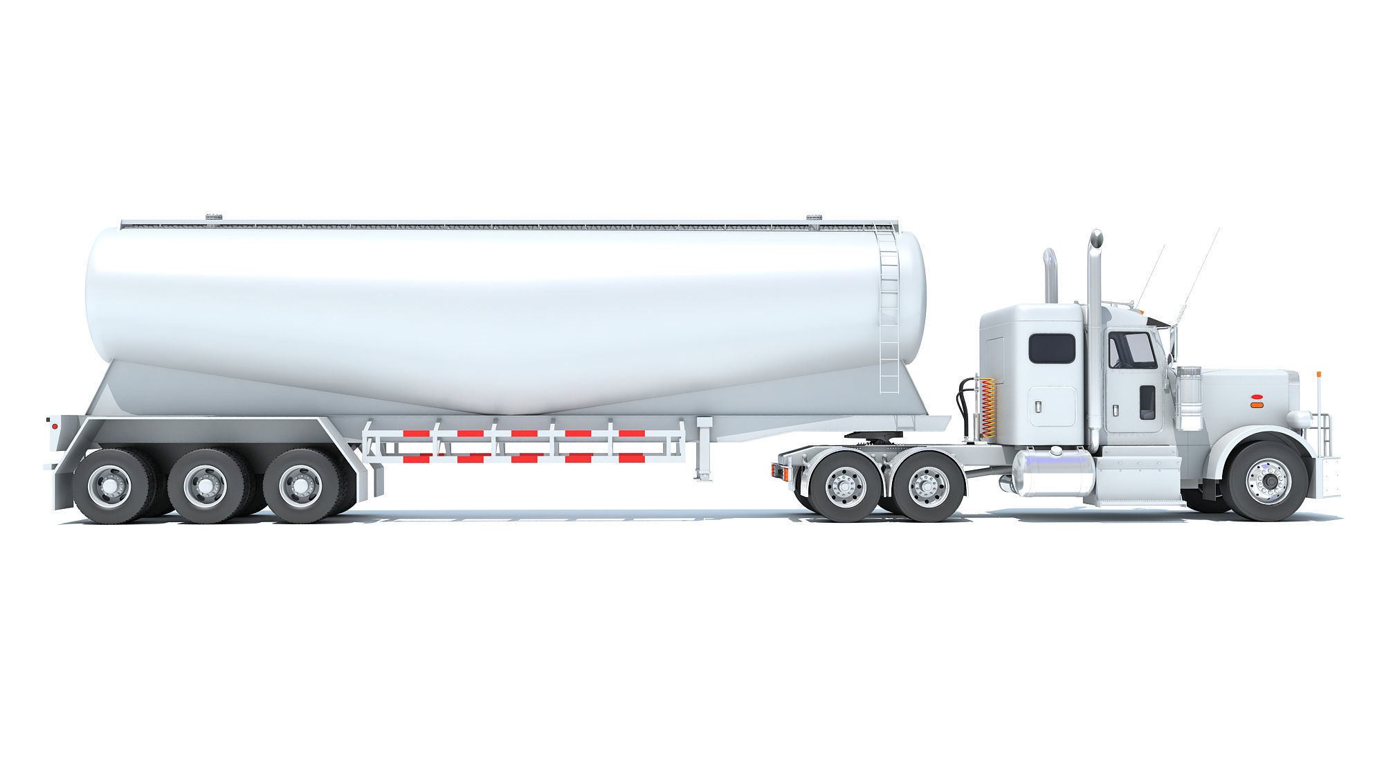 Semi Truck with Tank Trailer 3D model_5