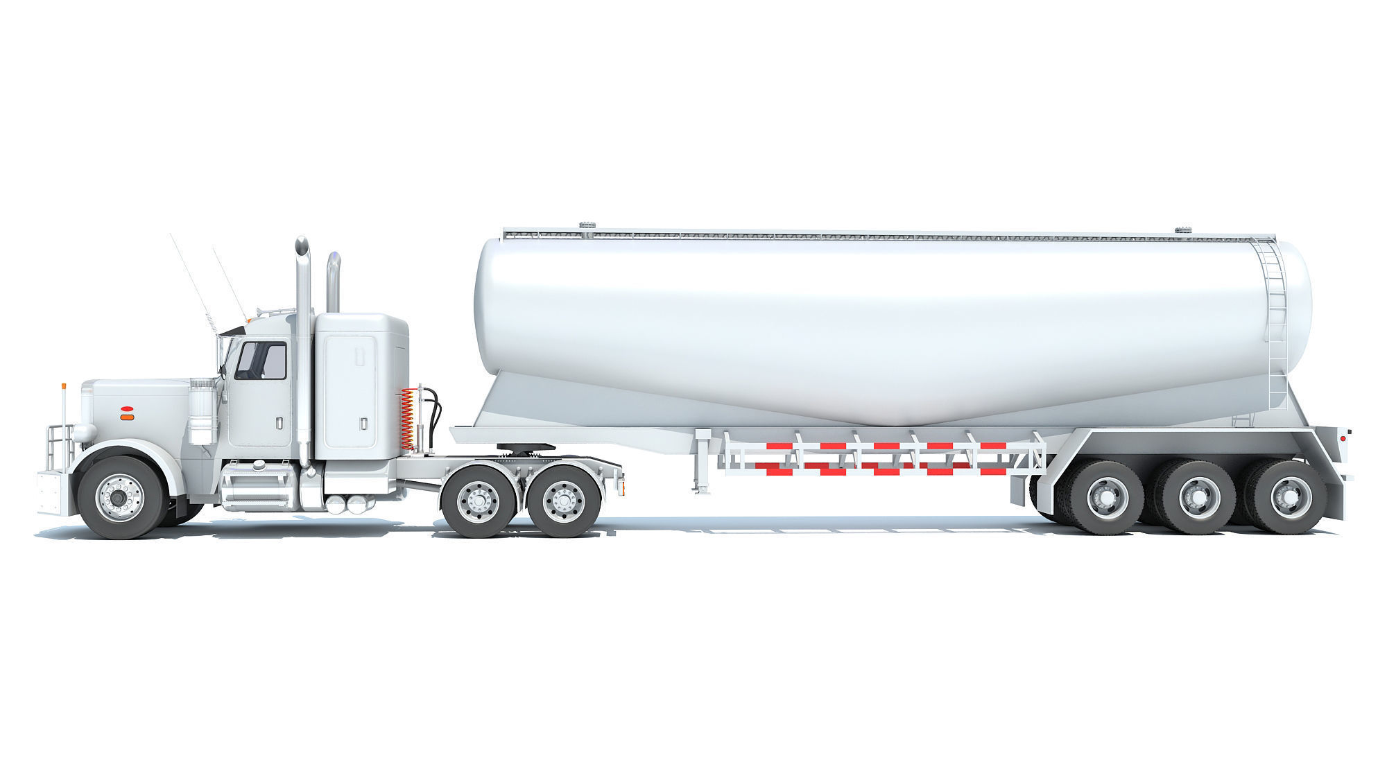 Semi Truck with Tank Trailer 3D model_1