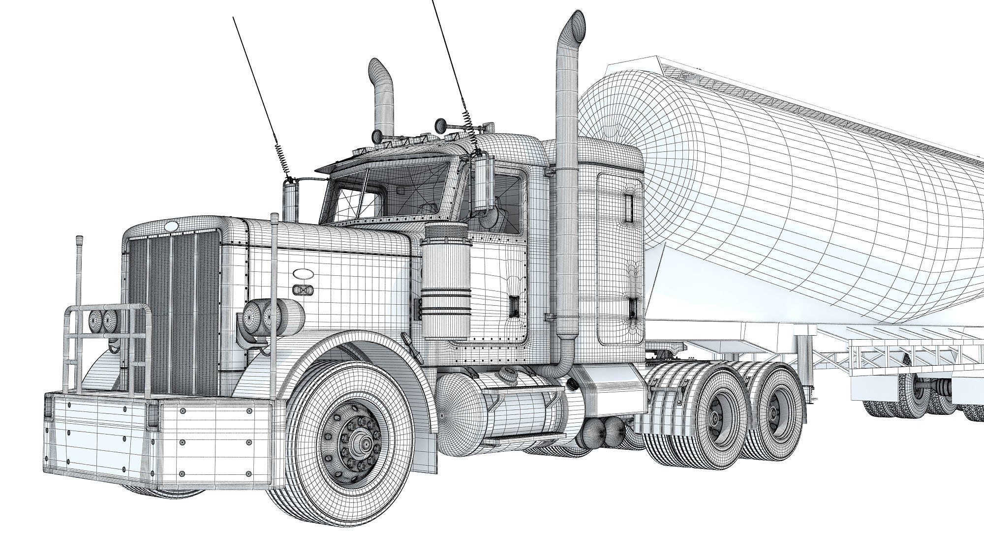 Semi Truck with Tank Trailer 3D model_19