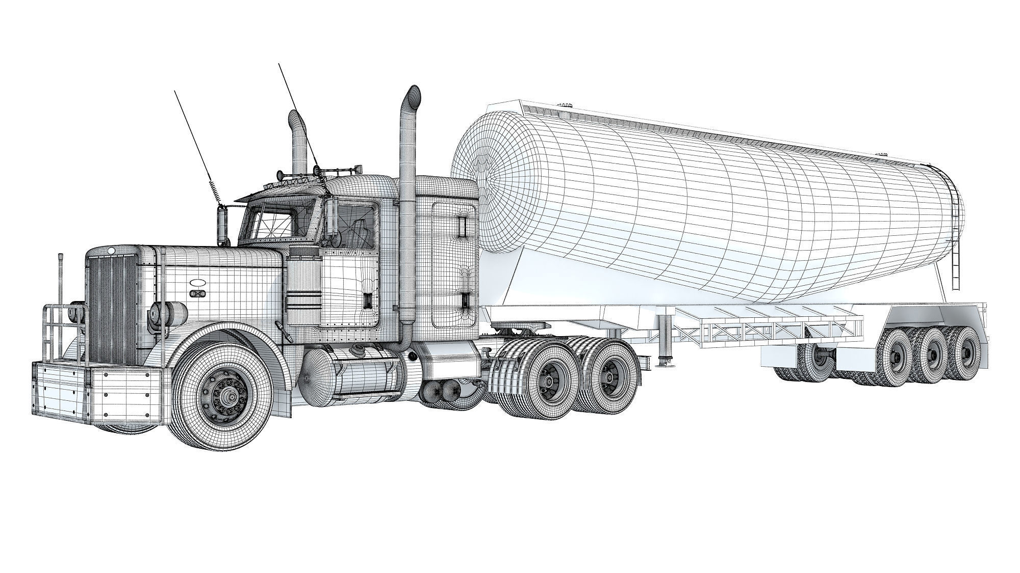 Semi Truck with Tank Trailer 3D model_16