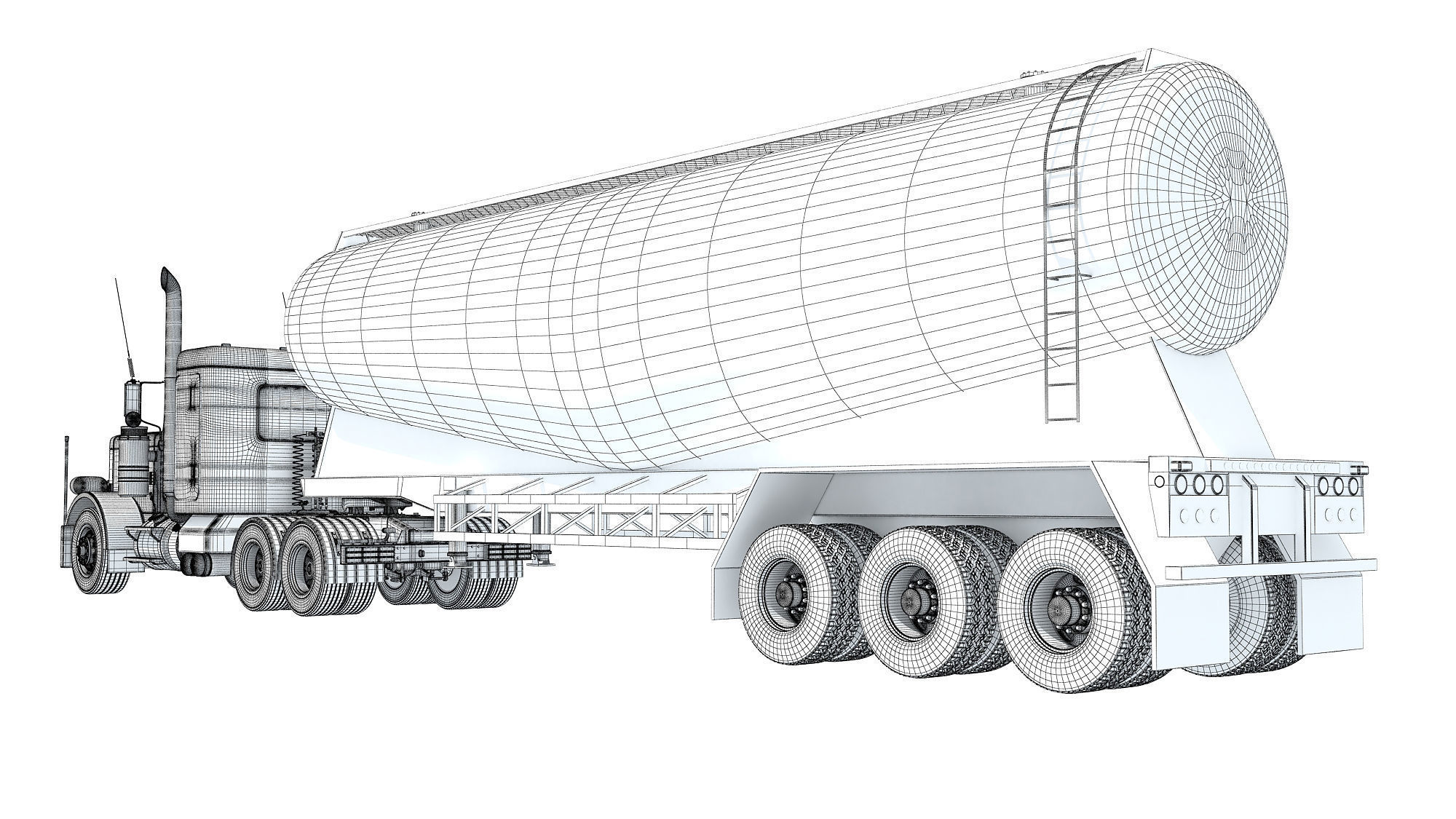 Semi Truck with Tank Trailer 3D model_17