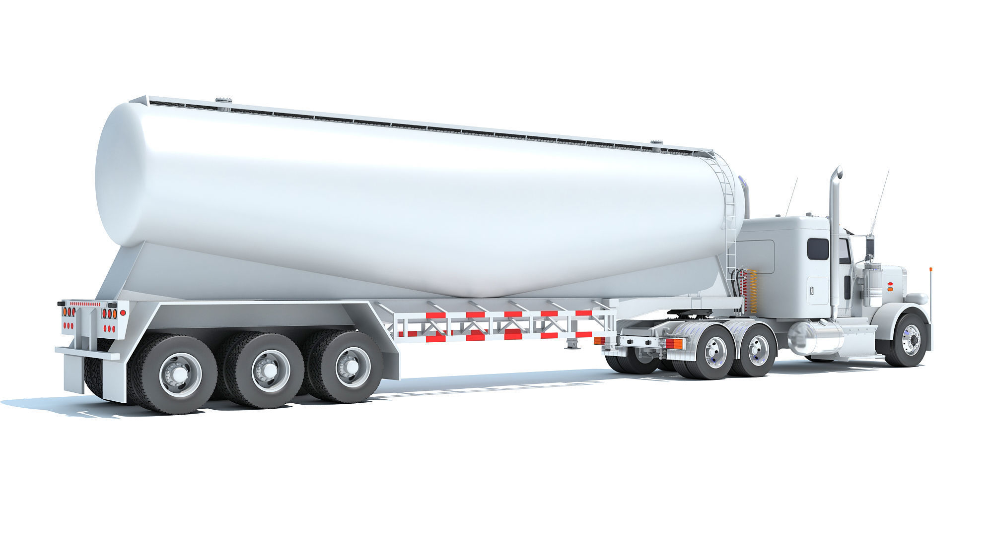 Semi Truck with Tank Trailer 3D model_4