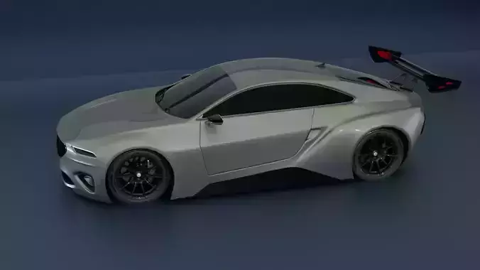 High Performance Gray Sports Car 3D Model  Blender Shaded