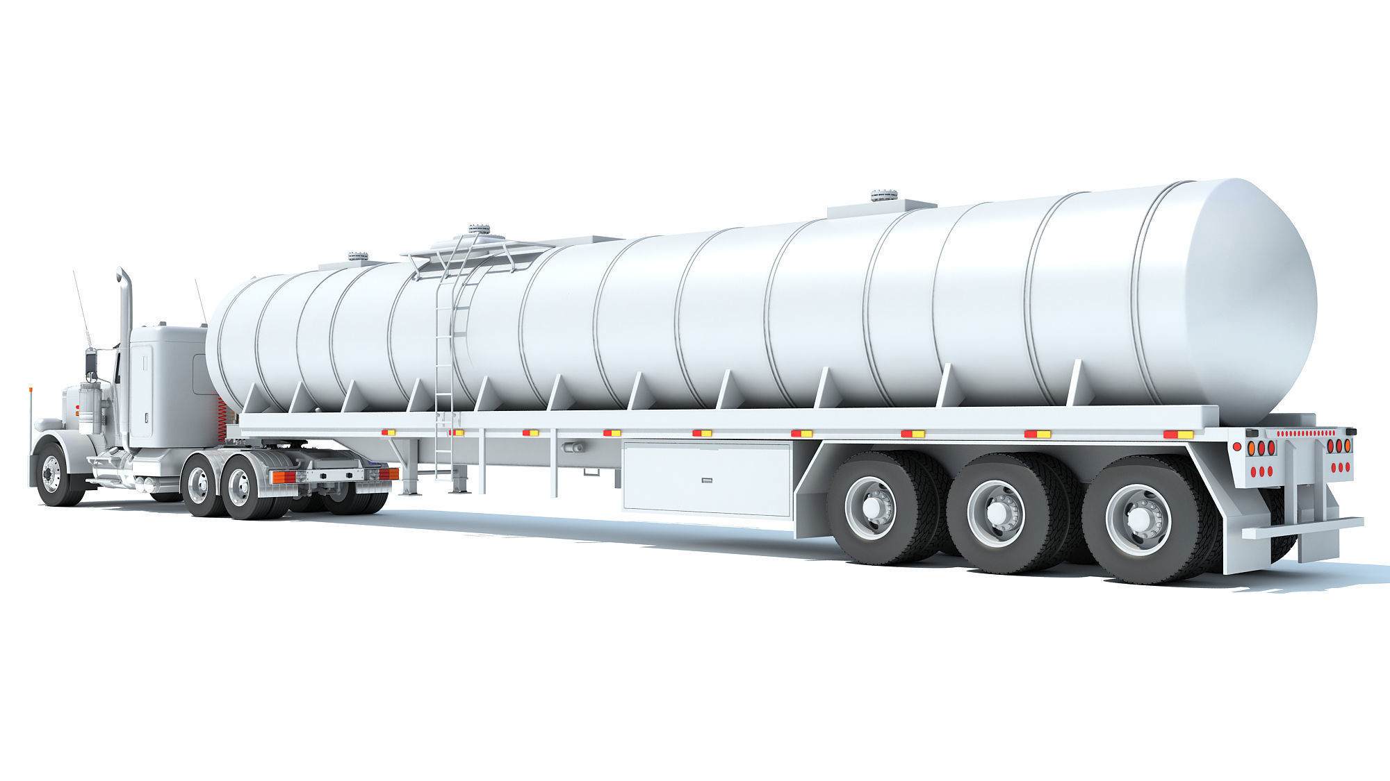 Truck with Tank Semi Trailer 3D model_2