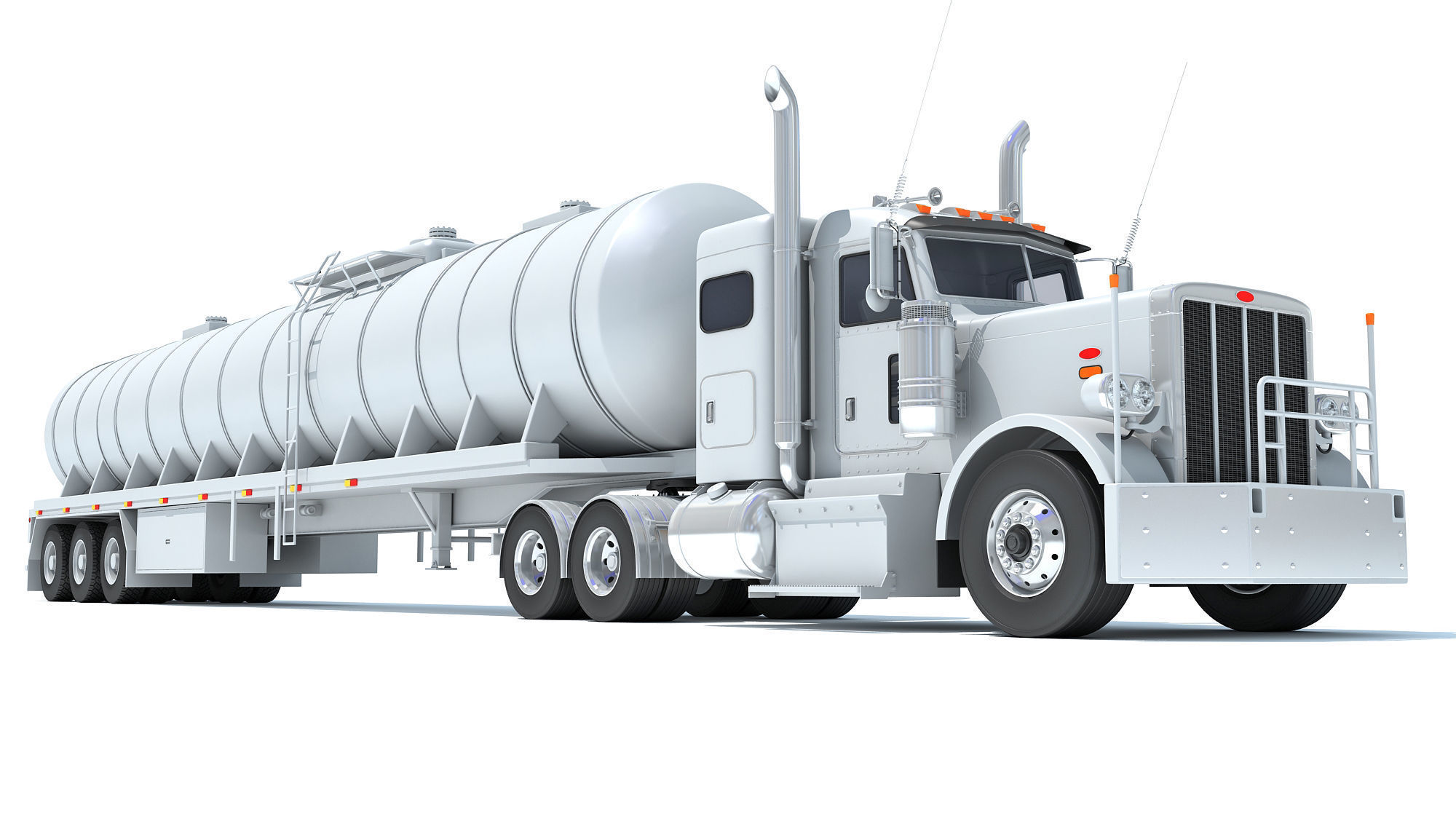 Truck with Tank Semi Trailer 3D model_8