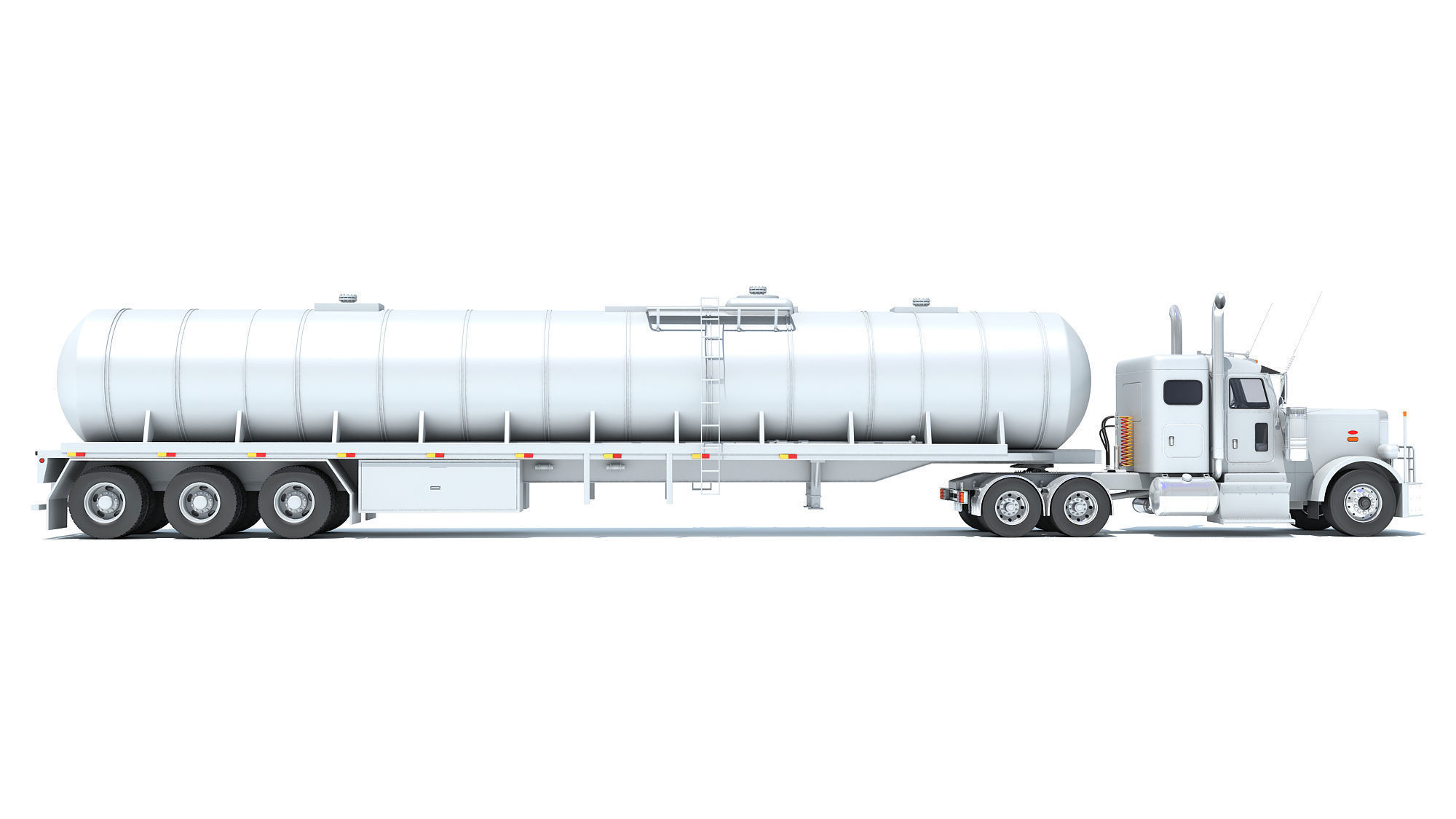 Truck with Tank Semi Trailer 3D model_5