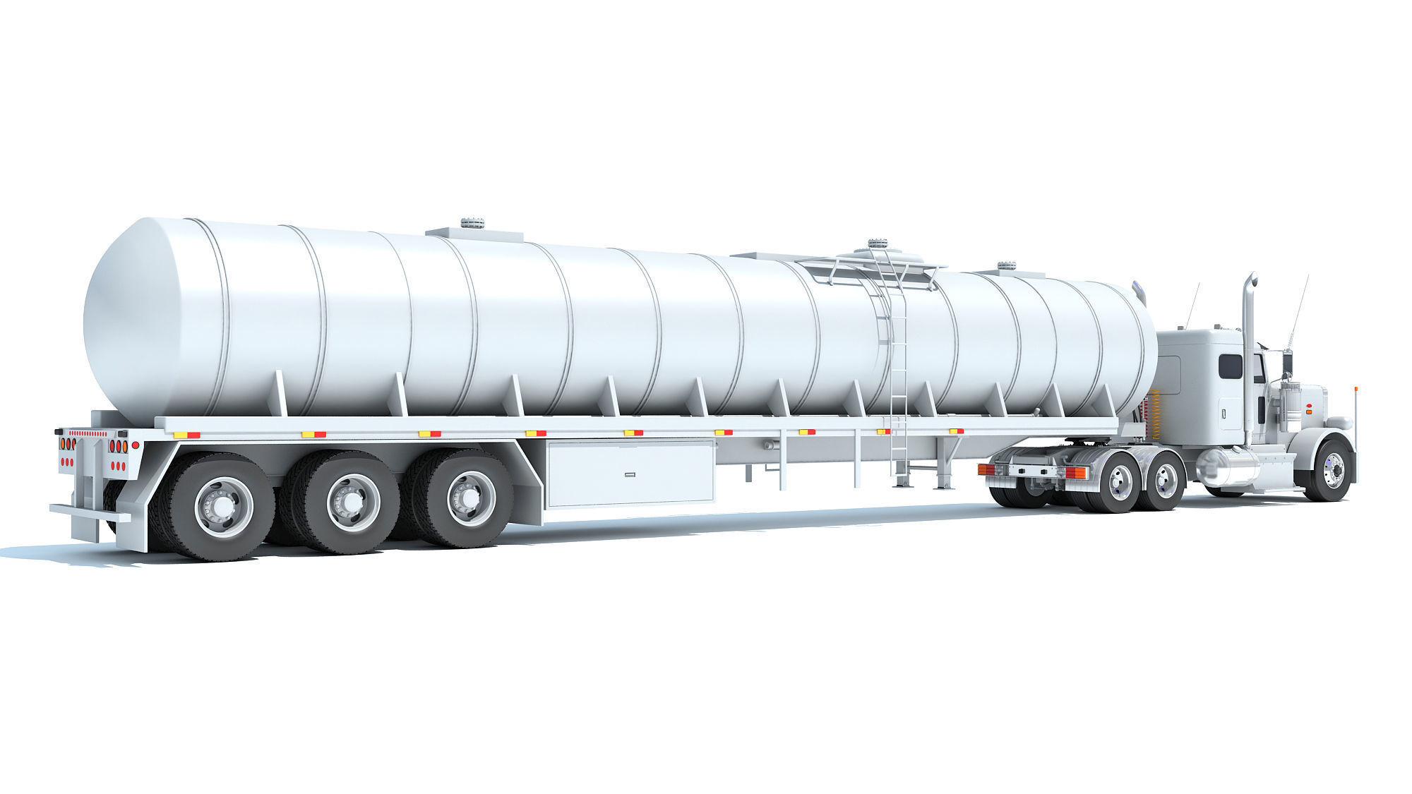 Truck with Tank Semi Trailer 3D model_4
