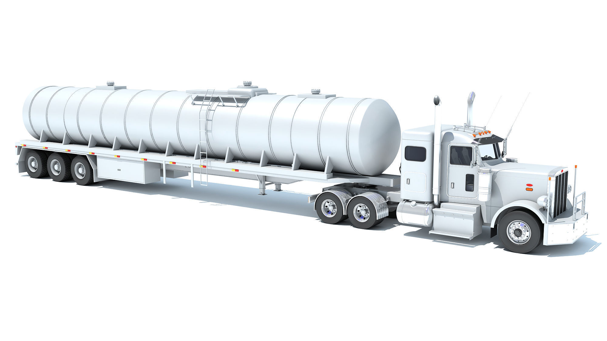 Truck with Tank Semi Trailer 3D model_7