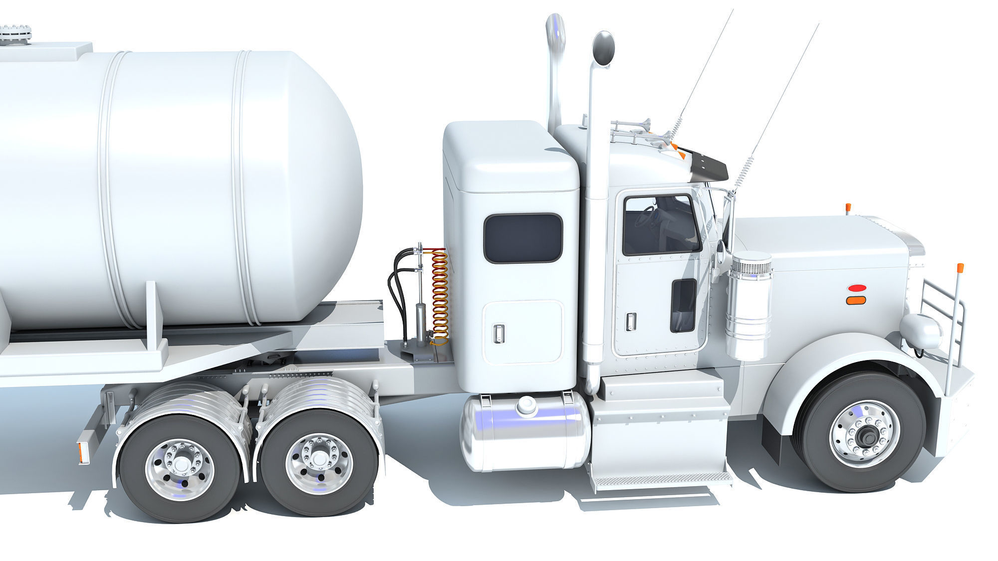 Truck with Tank Semi Trailer 3D model_14