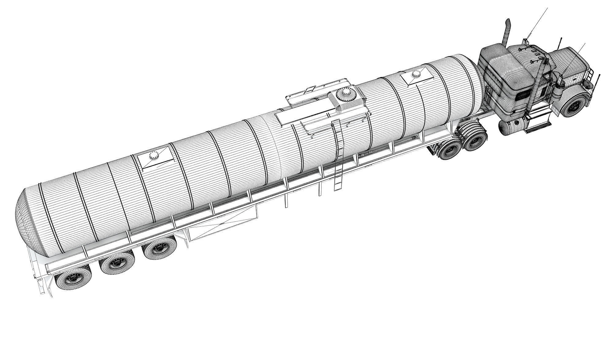 Truck with Tank Semi Trailer 3D model_18