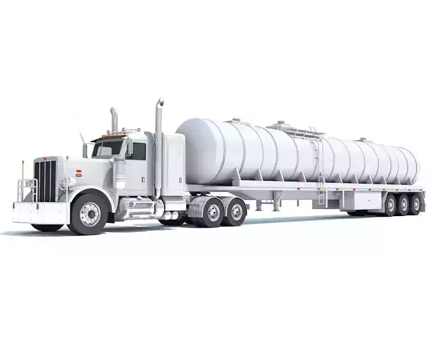 Truck with Tank Semi Trailer 3D model