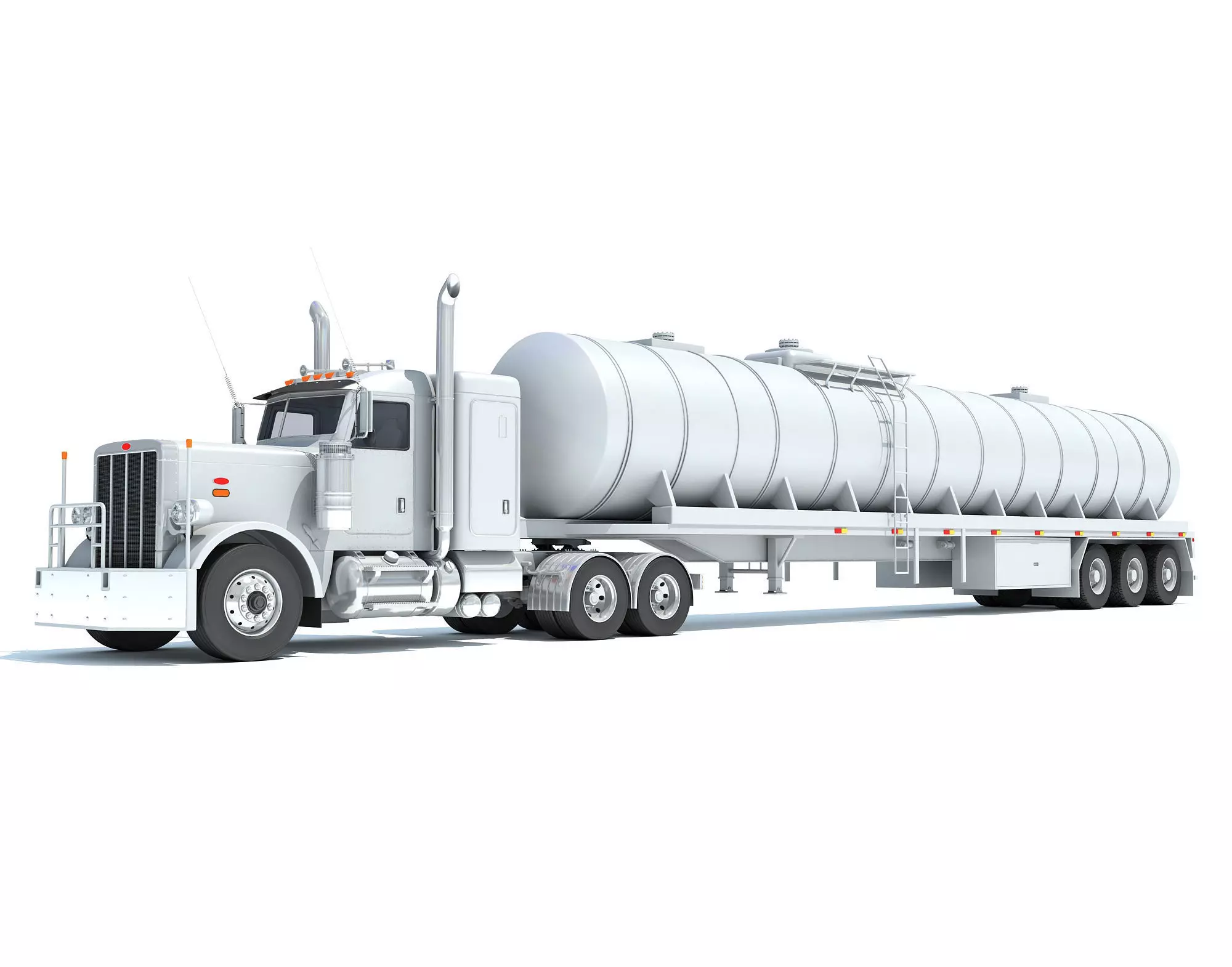 Truck with Tank Semi Trailer 3D model_0