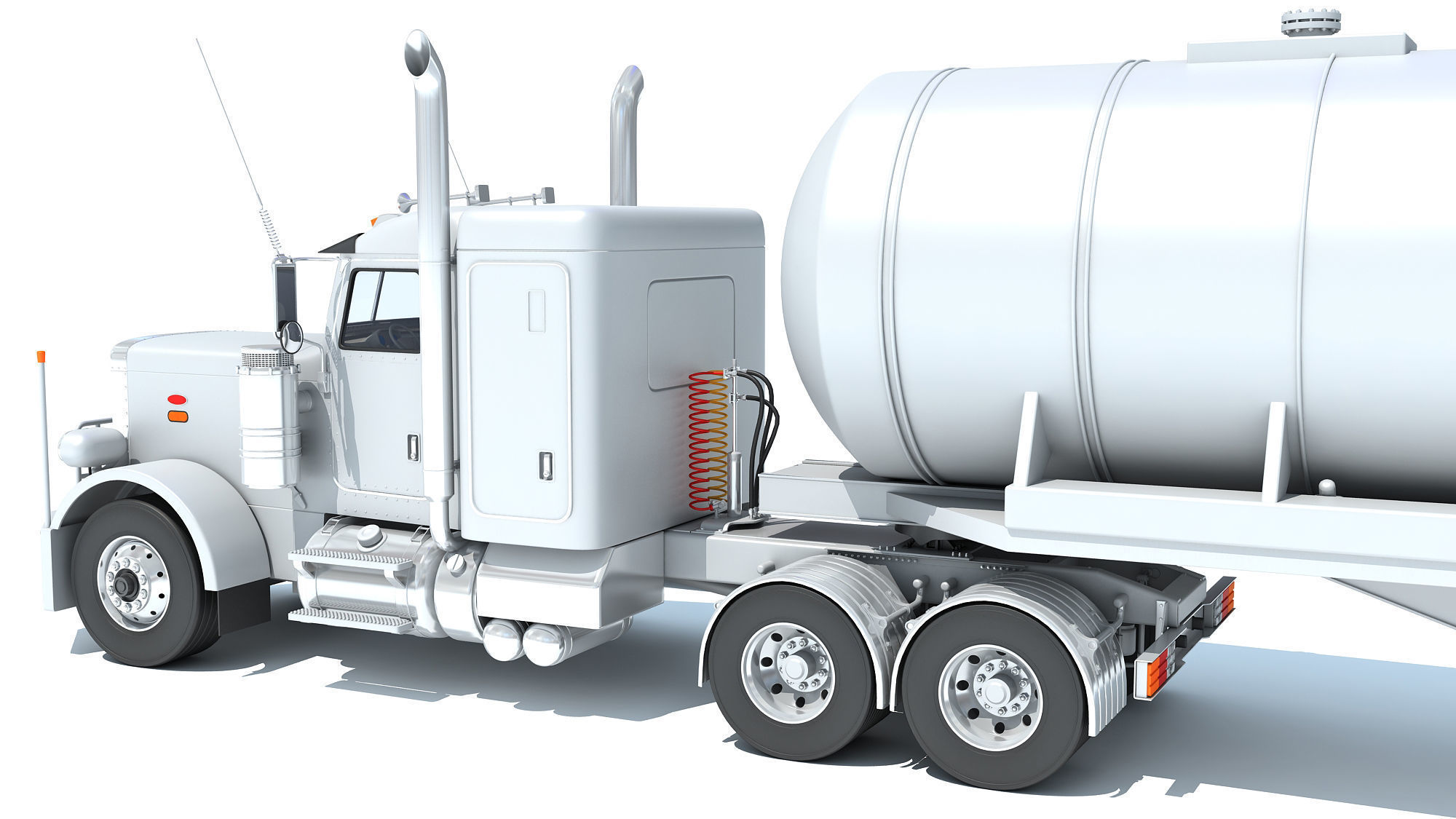Truck with Tank Semi Trailer 3D model_13