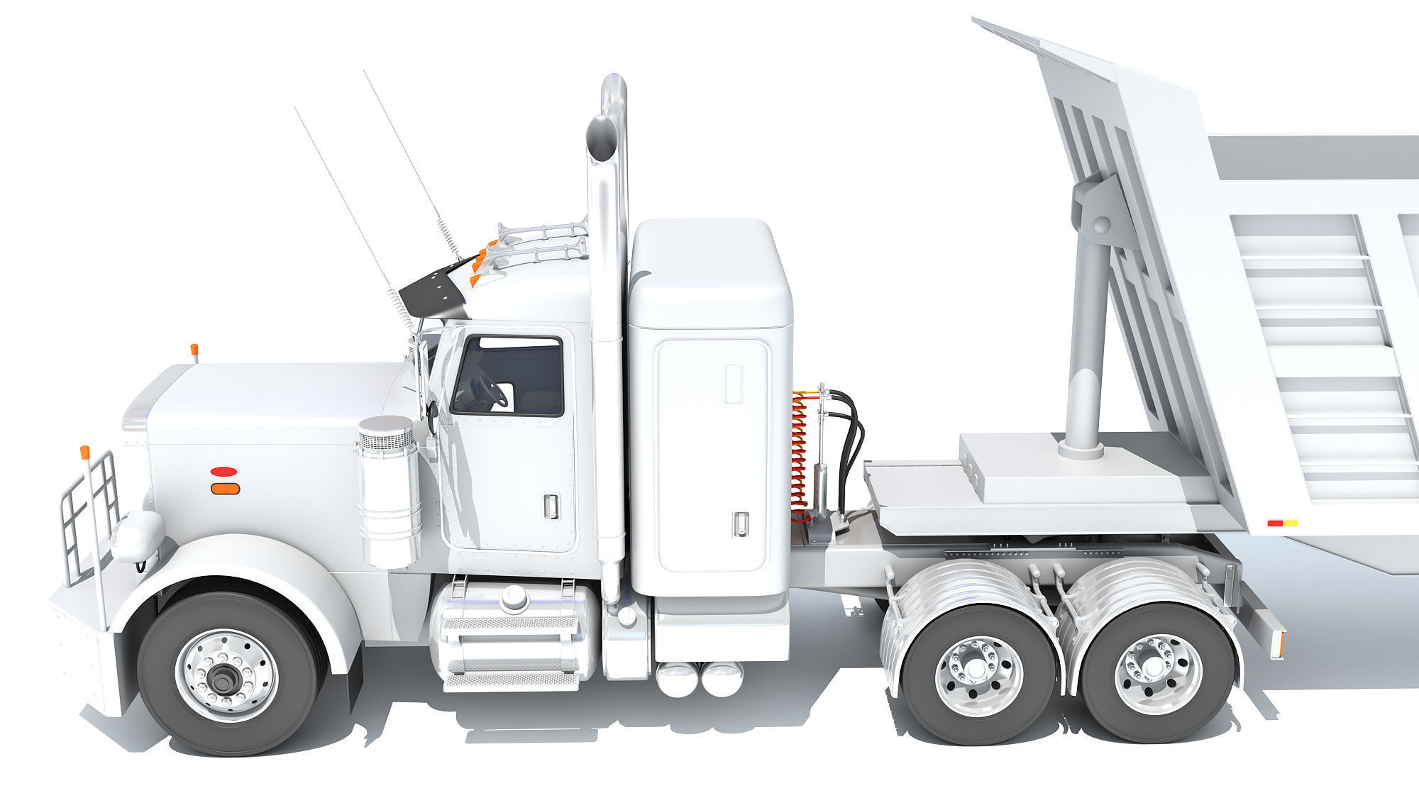 Semi Truck with Tipper Trailer 3D model_14