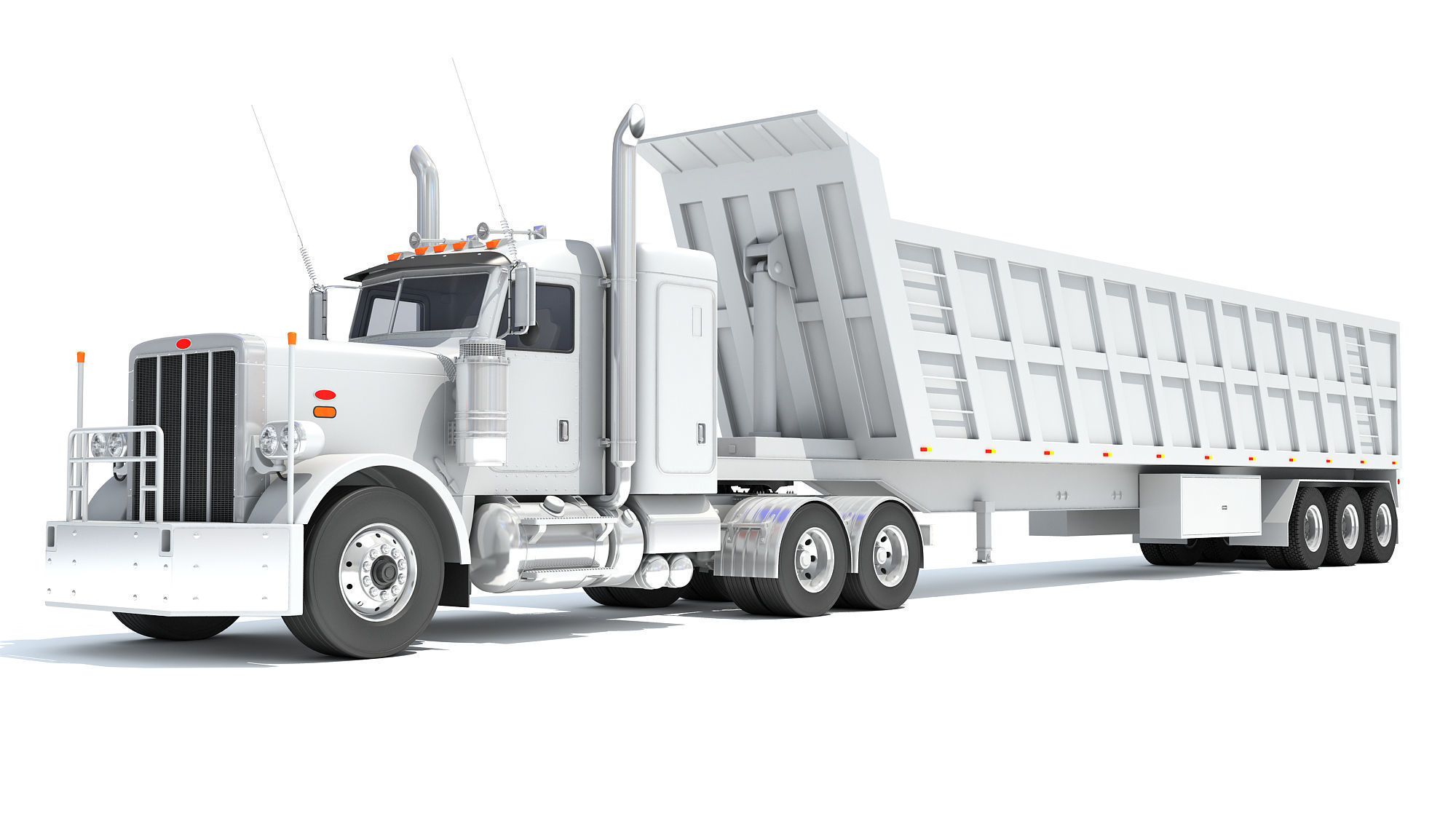 Semi Truck with Tipper Trailer 3D model_10