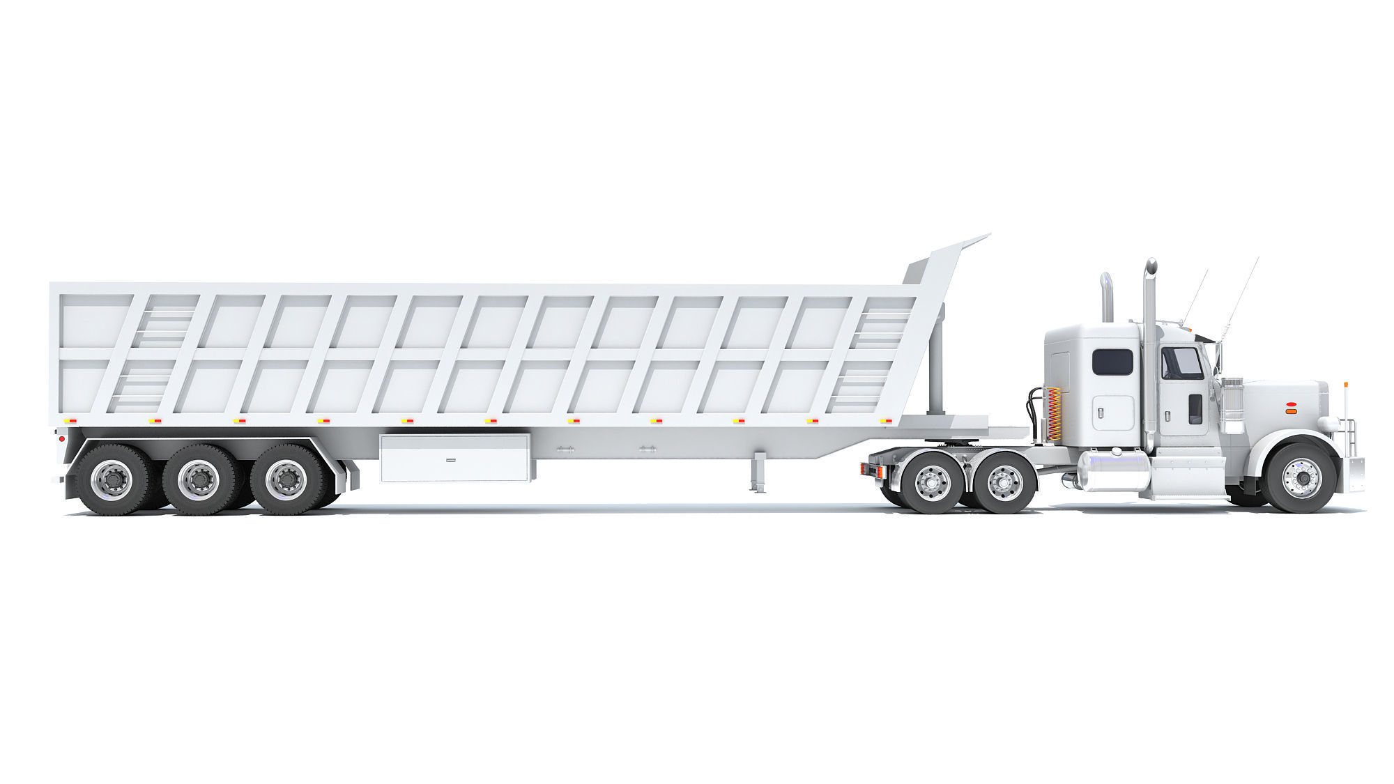 Semi Truck with Tipper Trailer 3D model_5
