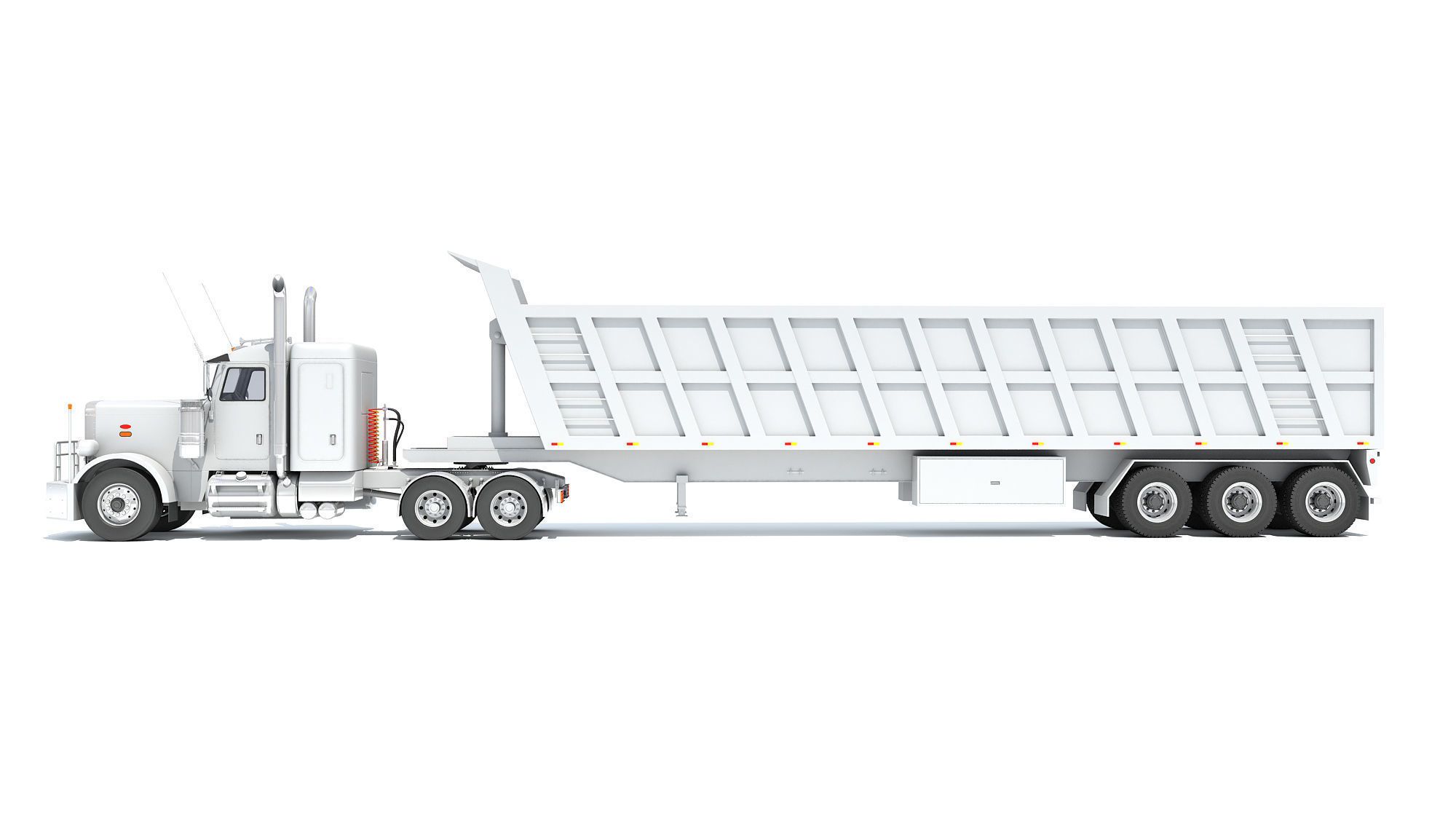 Semi Truck with Tipper Trailer 3D model_1